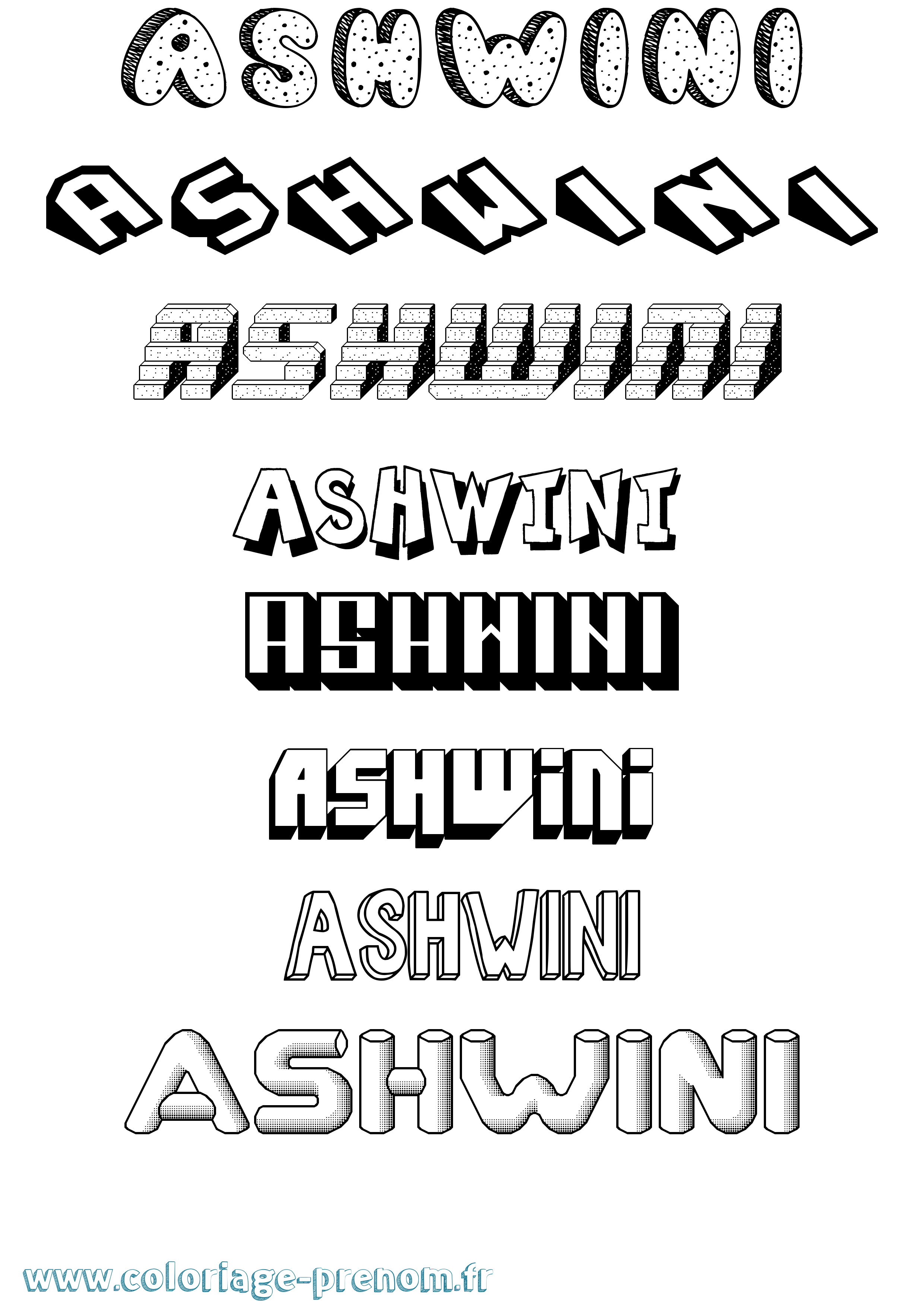 Coloriage Ashwini Effet 3D Coloriage prénom Ashwini Effet 3D