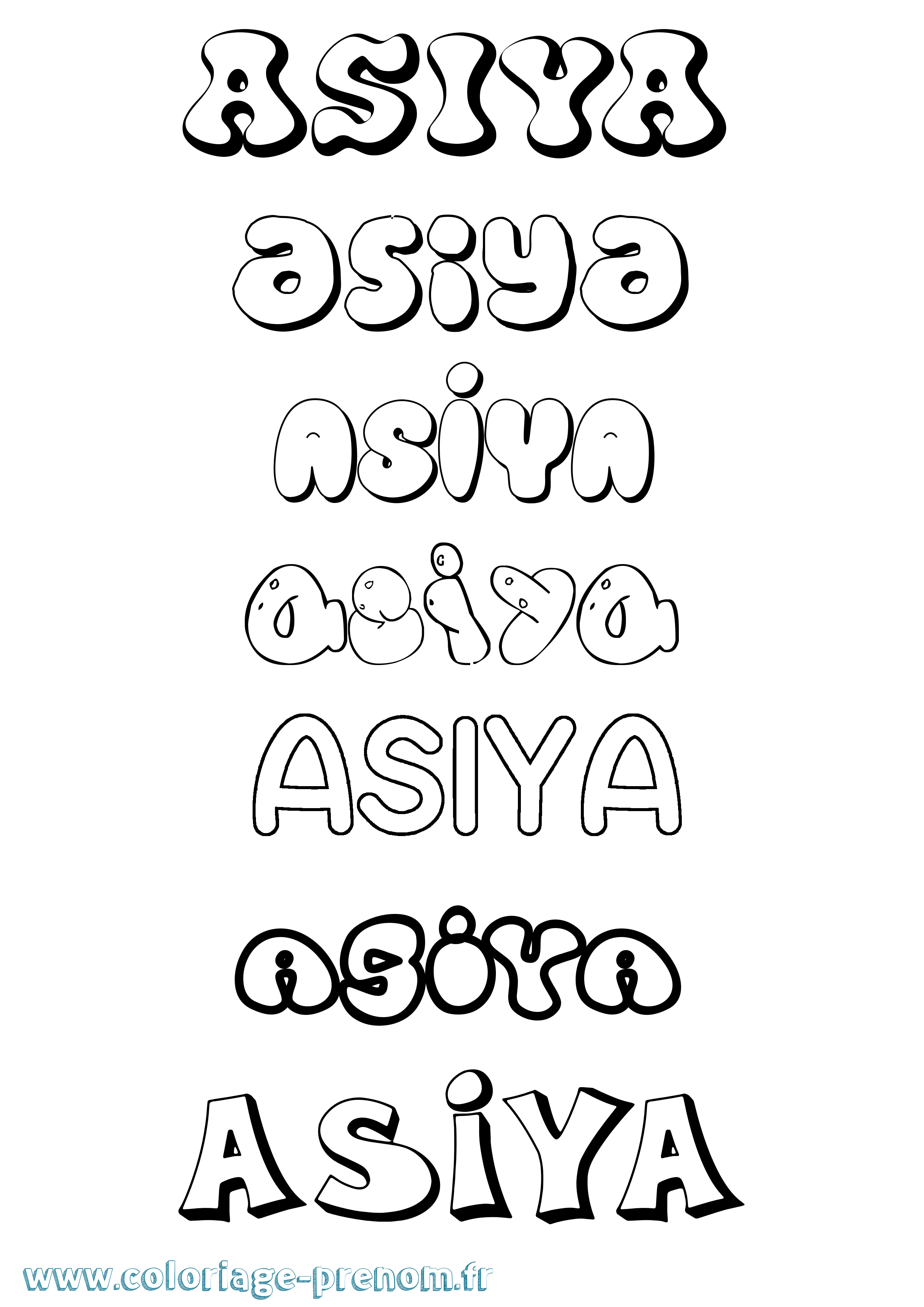 Coloriage Asiya Bubble Coloriage prénom Asiya Bubble