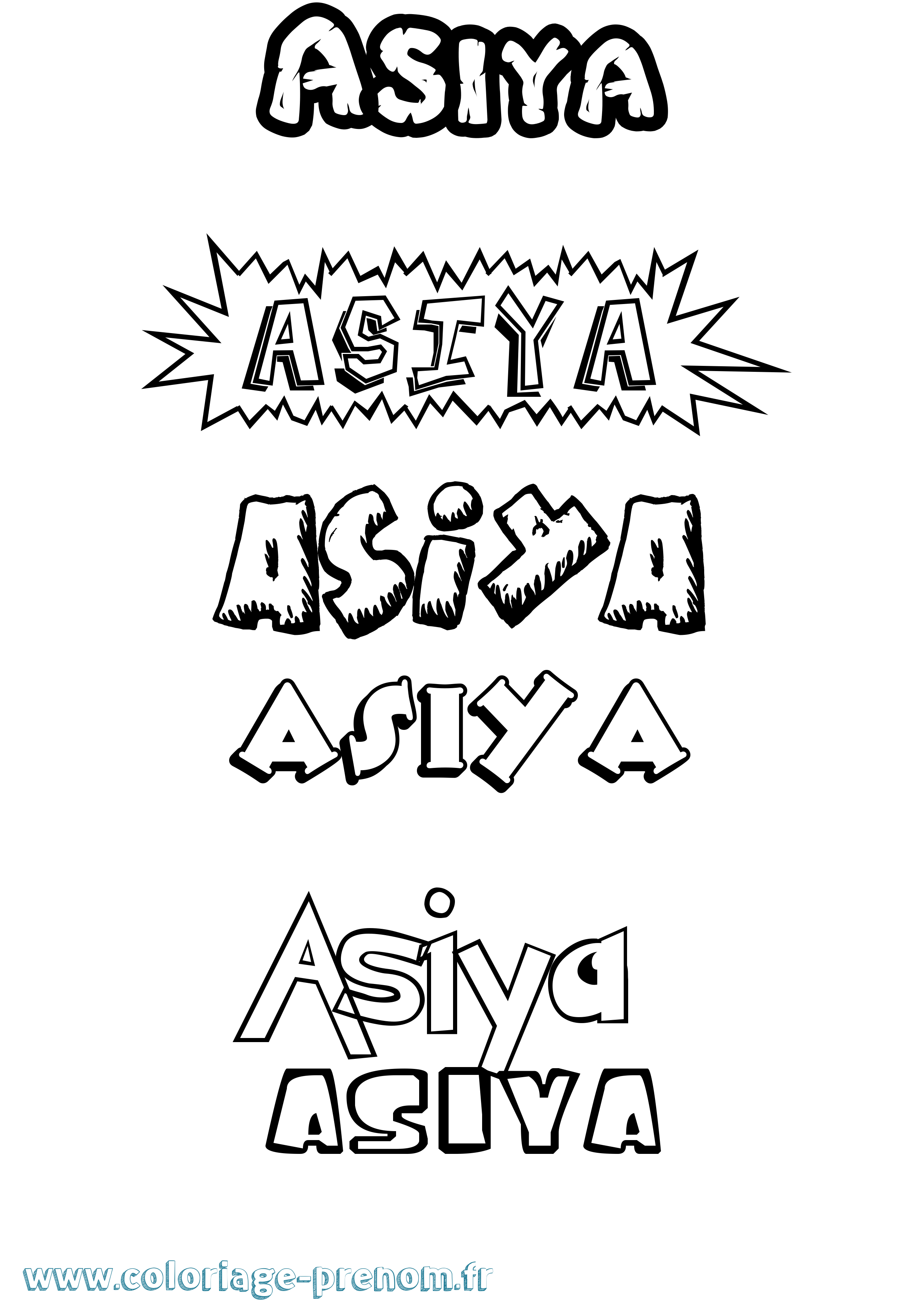 Coloriage Asiya Dessin Animé Coloriage prénom Asiya Dessin Animé