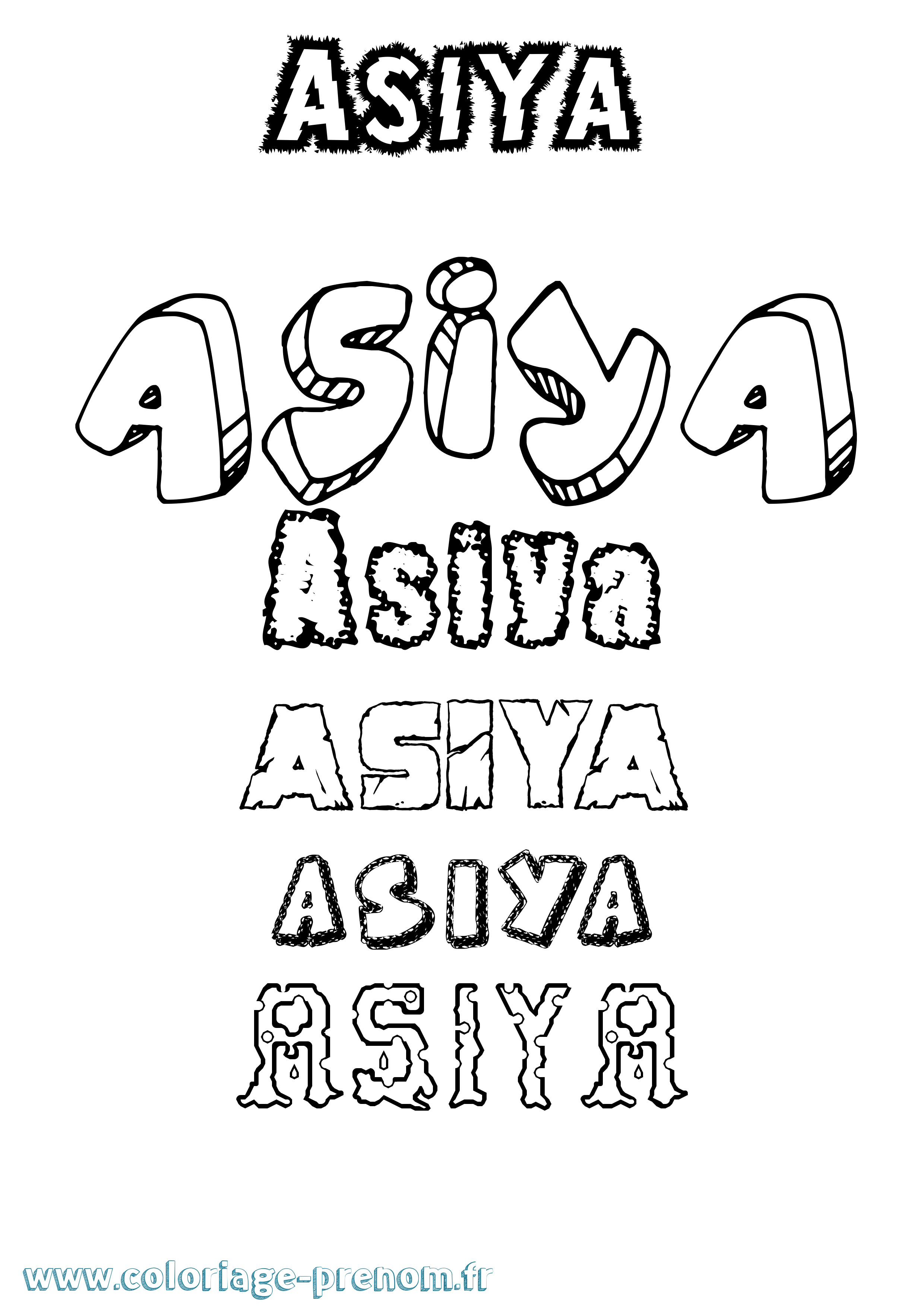 Coloriage Asiya Destructuré Coloriage prénom Asiya Destructuré