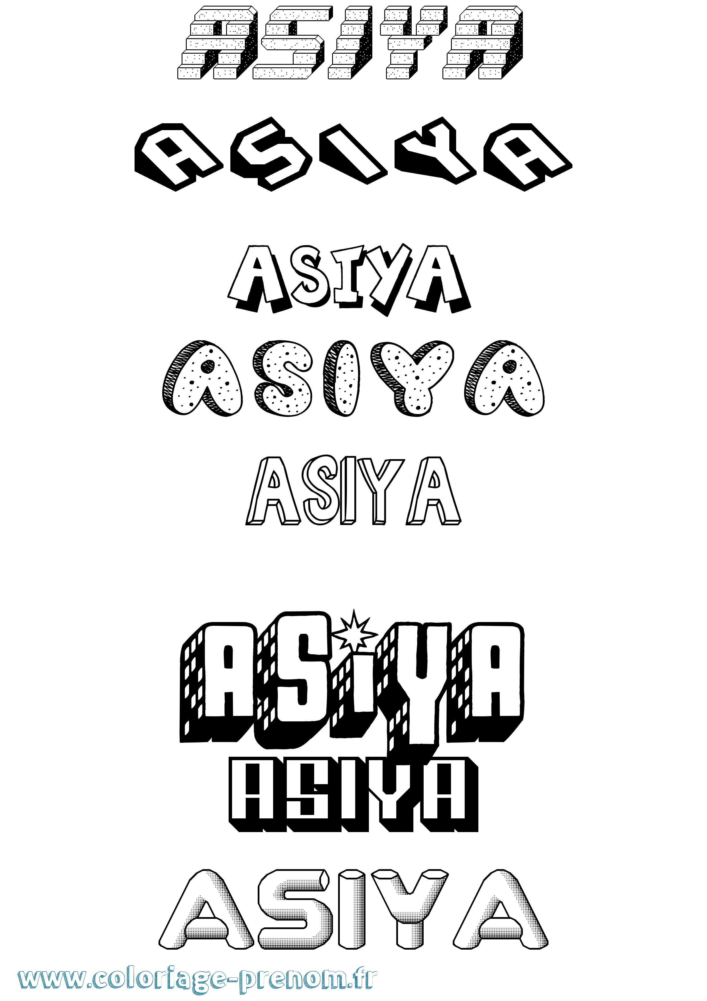Coloriage Asiya Effet 3D Coloriage prénom Asiya Effet 3D