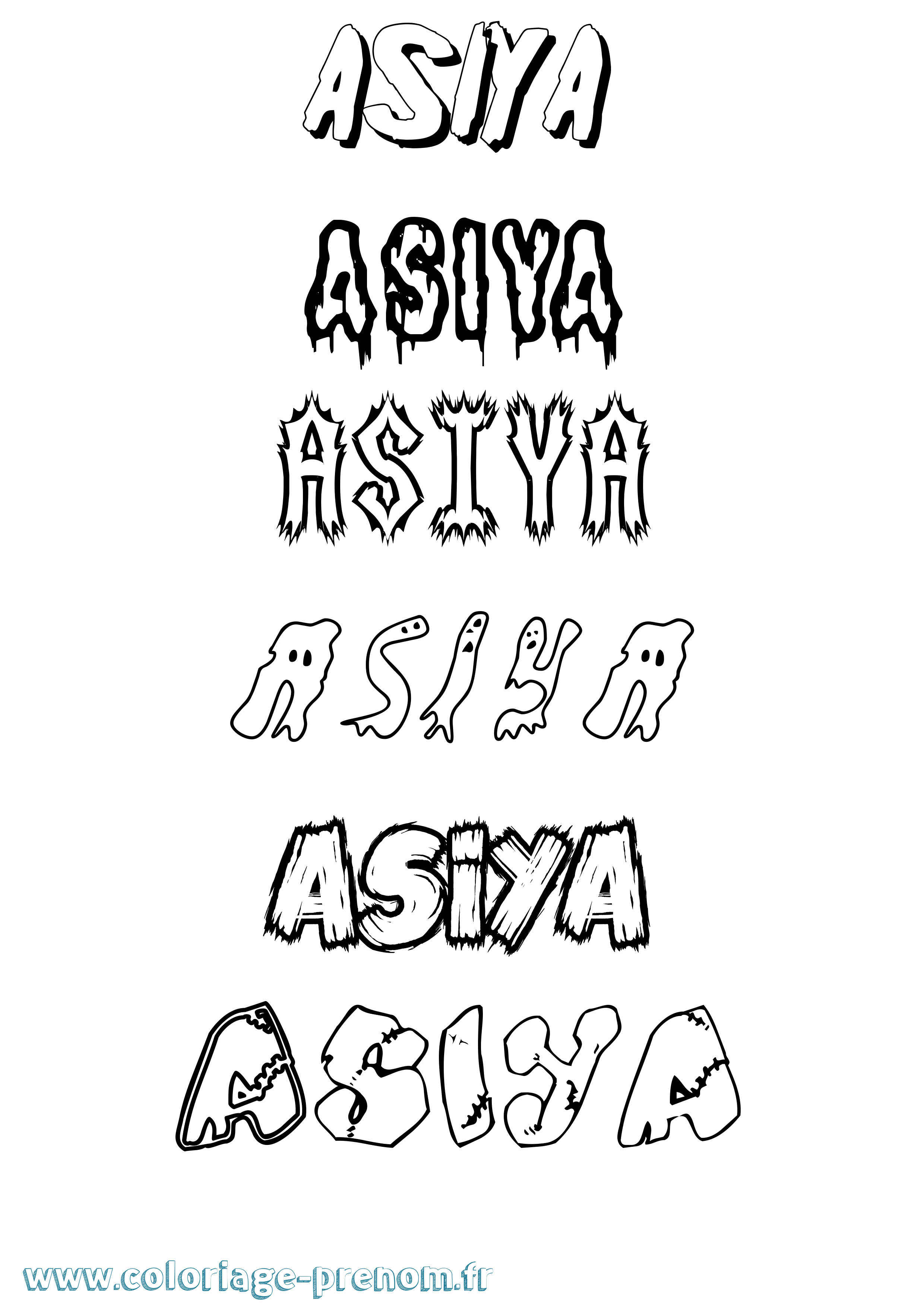 Coloriage Asiya Frisson Coloriage prénom Asiya Frisson