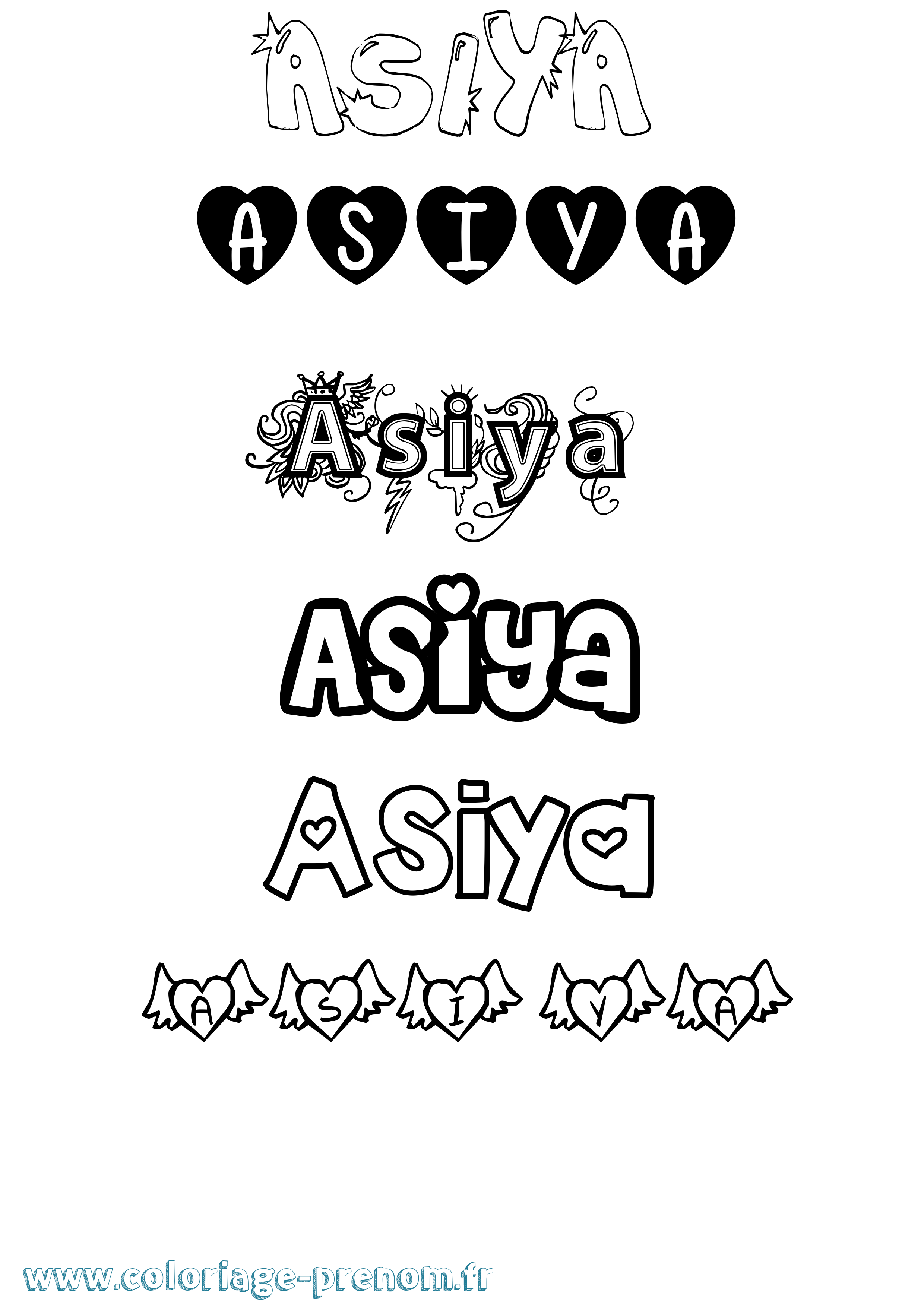 Coloriage Asiya Girly Coloriage prénom Asiya Girly