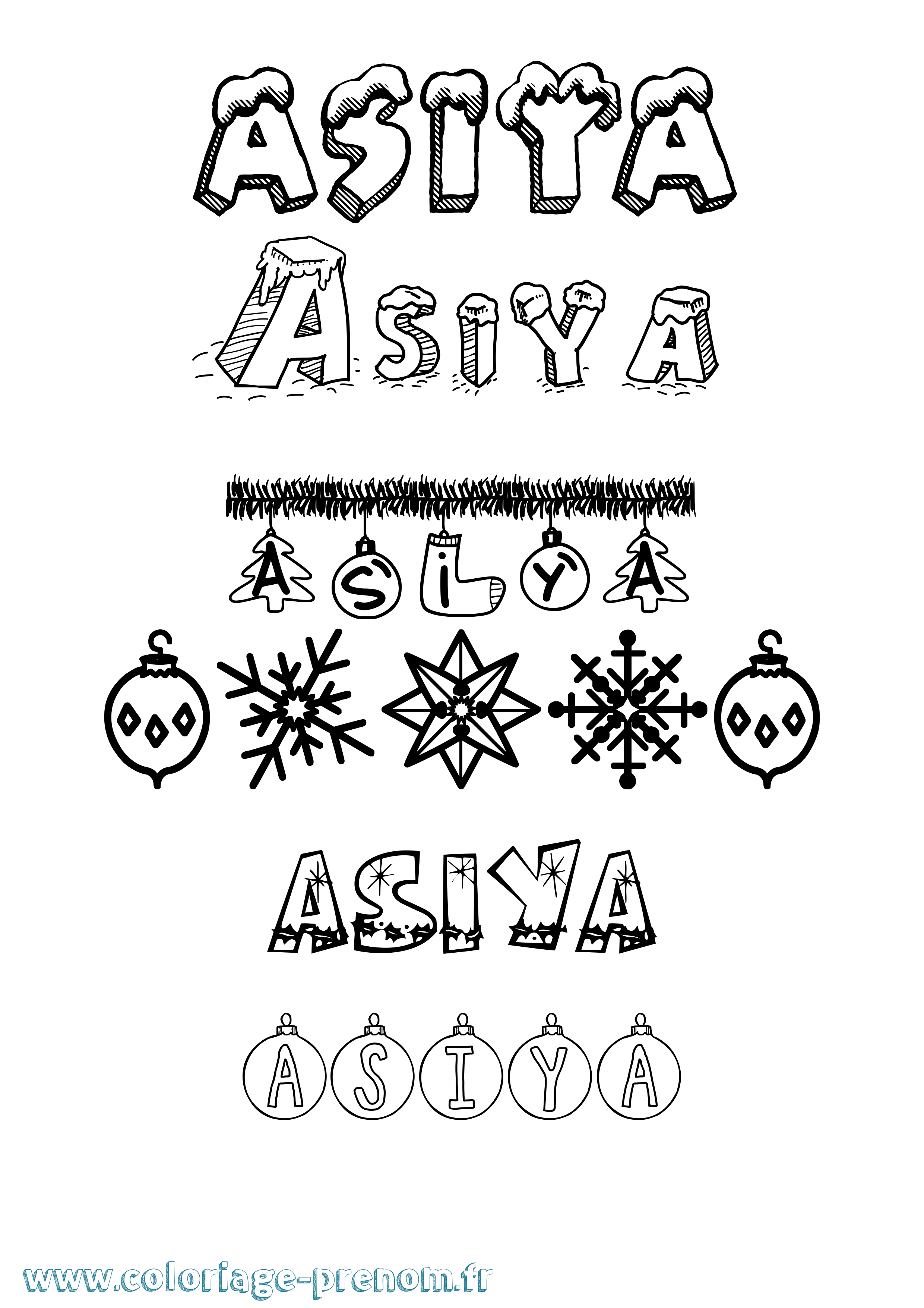 Coloriage Asiya Noël Coloriage prénom Asiya Noël