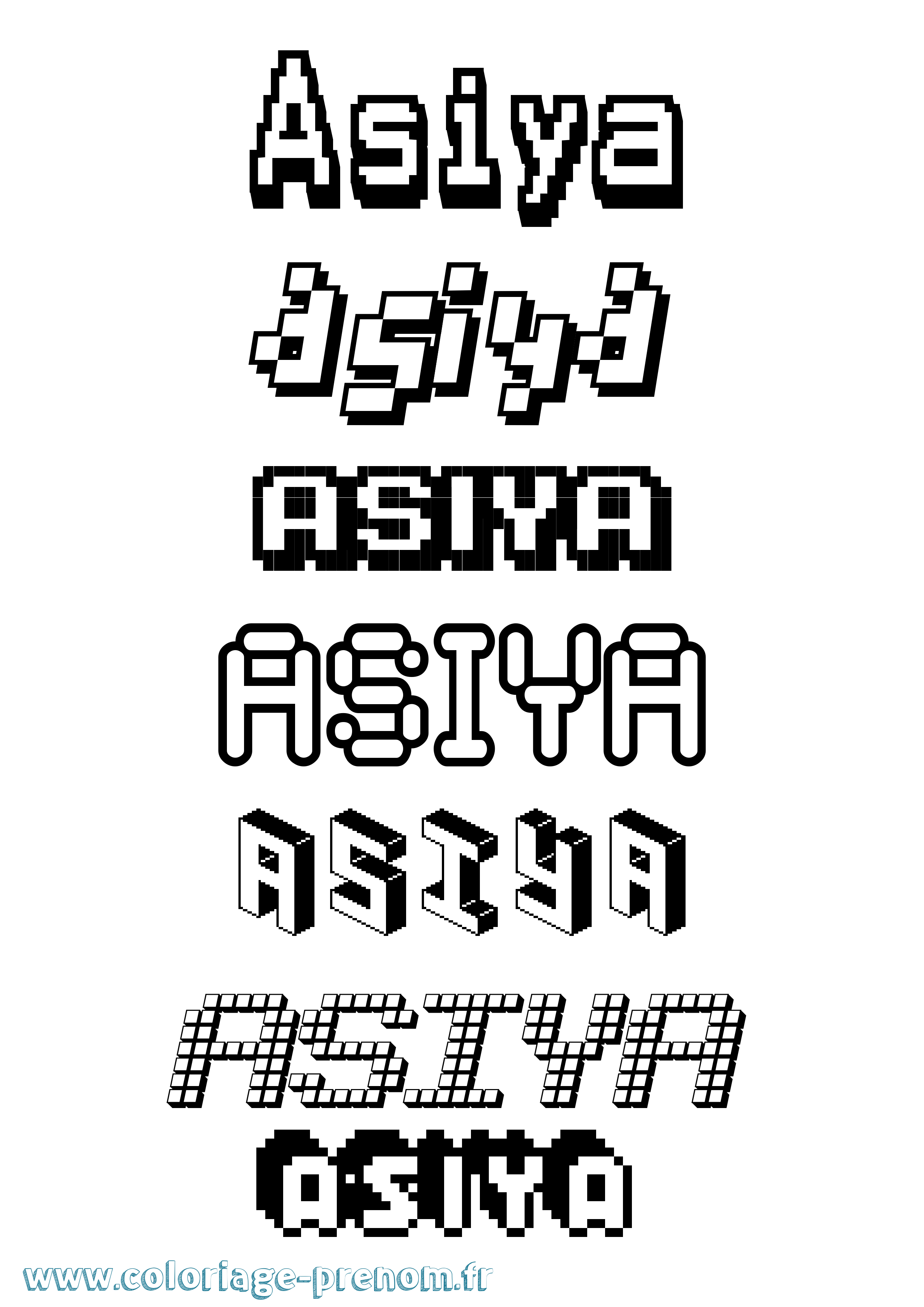 Coloriage Asiya Pixel Coloriage prénom Asiya Pixel
