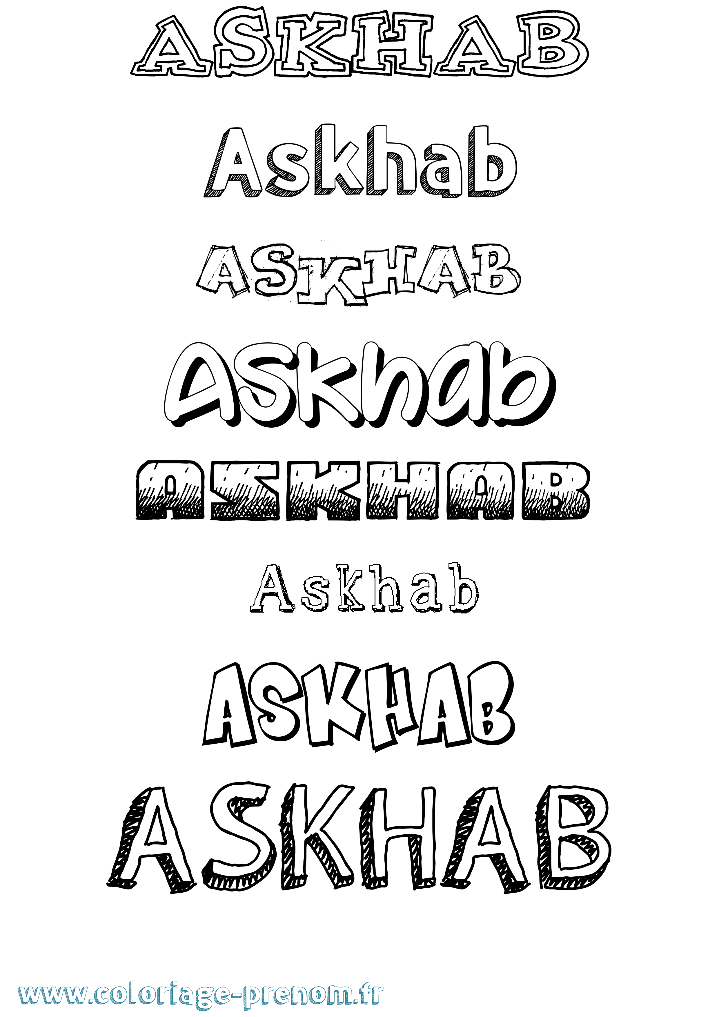 Coloriage Askhab Dessiné Coloriage prénom Askhab Dessiné