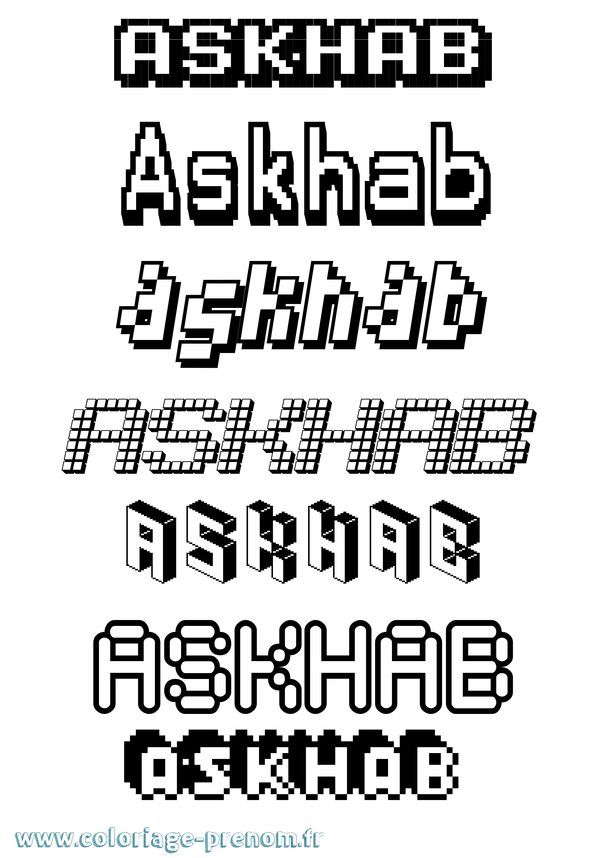 Coloriage Askhab Pixel Coloriage prénom Askhab Pixel