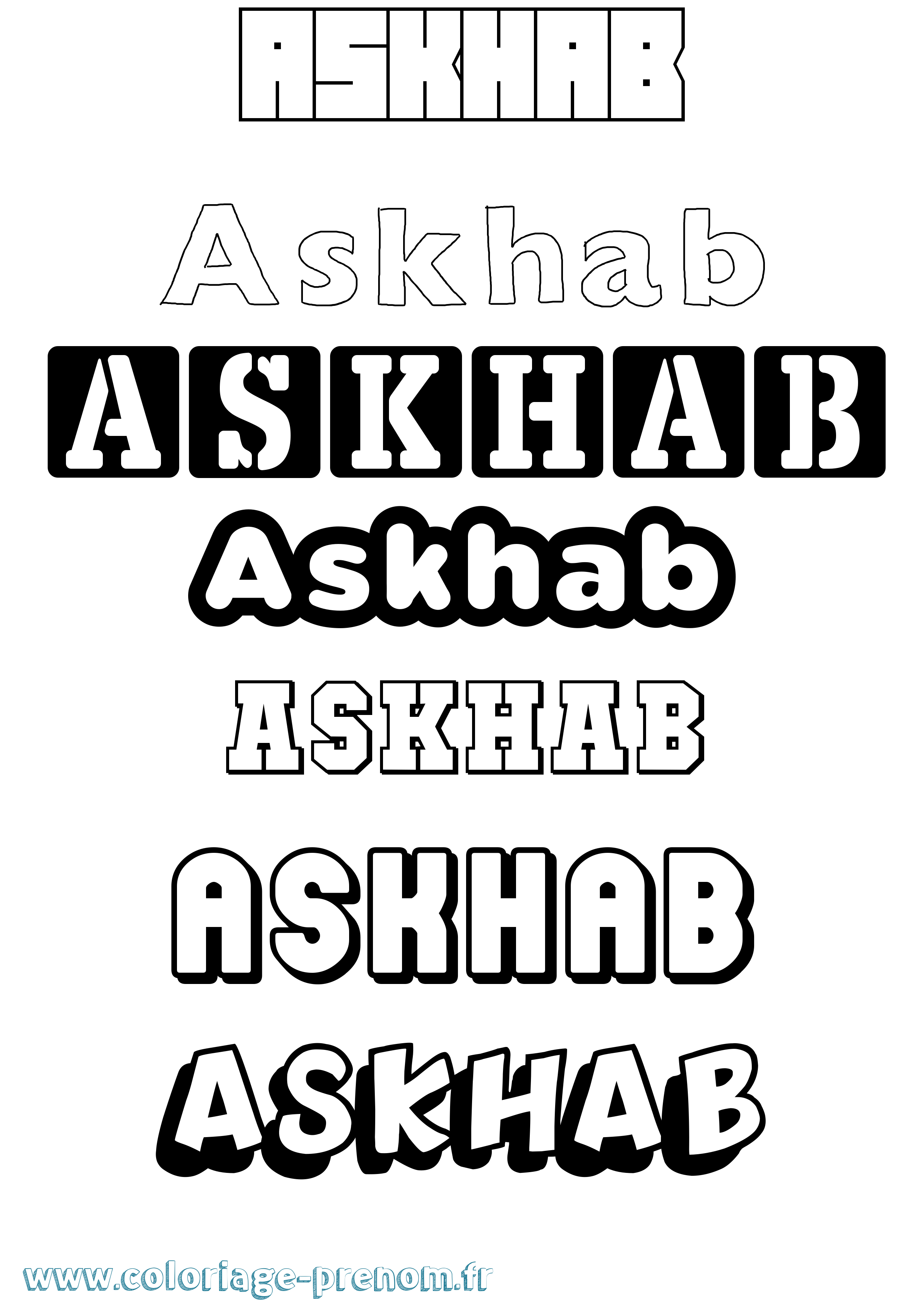 Coloriage Askhab Simple Coloriage prénom Askhab Simple