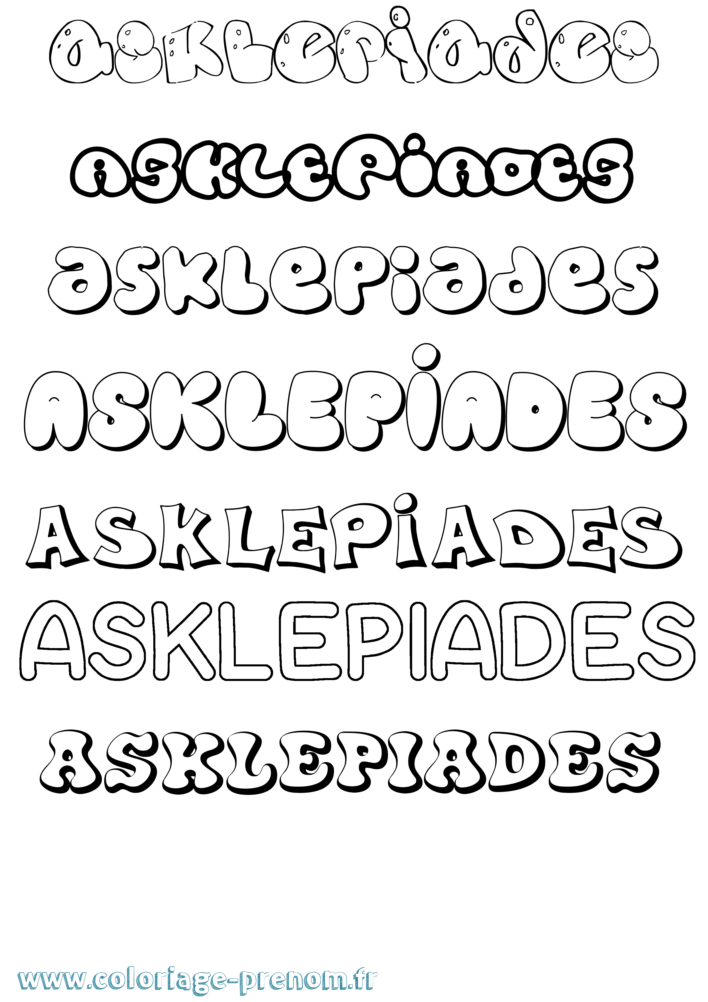 Coloriage Asklepiades Bubble Coloriage prénom Asklepiades Bubble