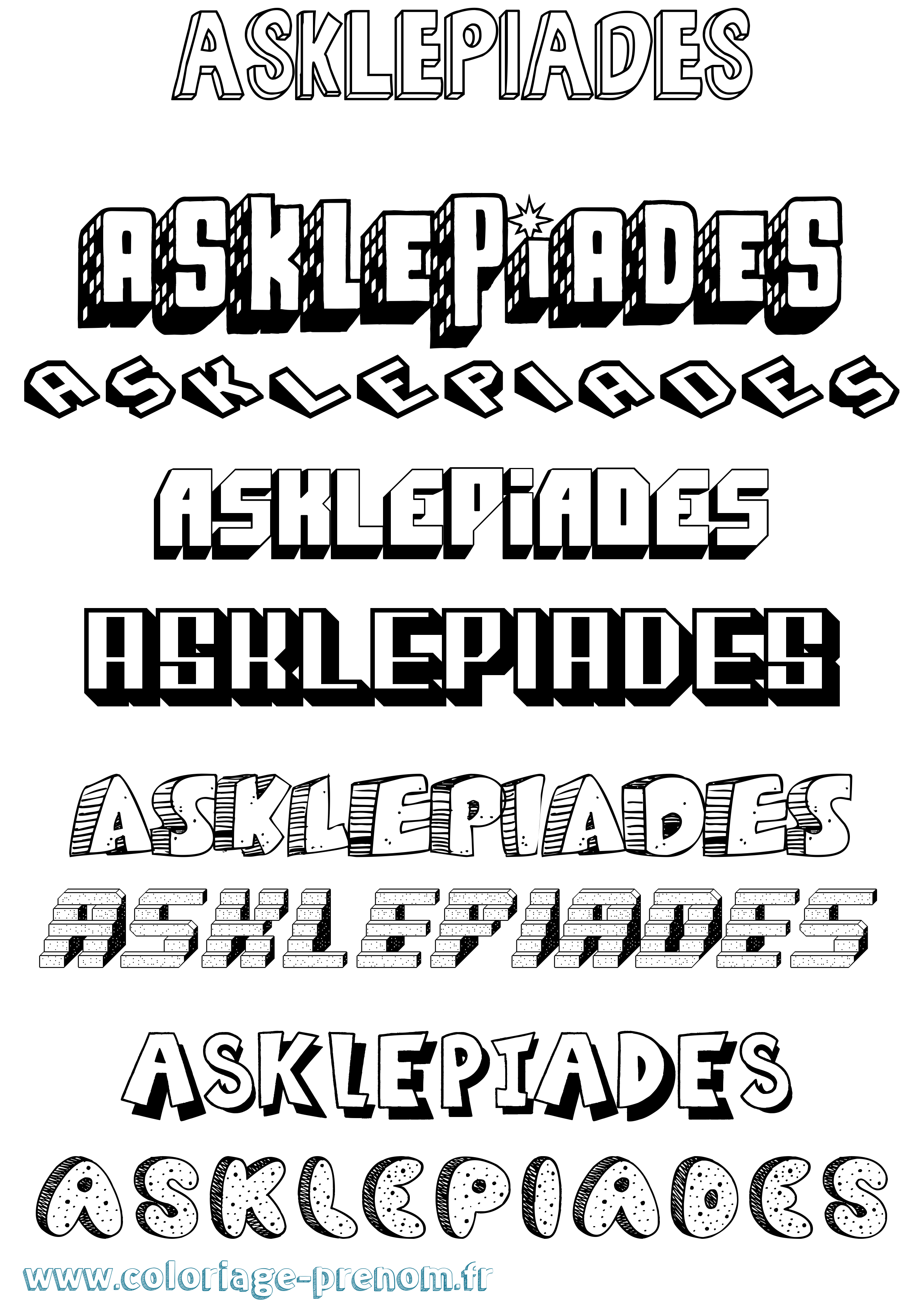 Coloriage Asklepiades Effet 3D Coloriage prénom Asklepiades Effet 3D