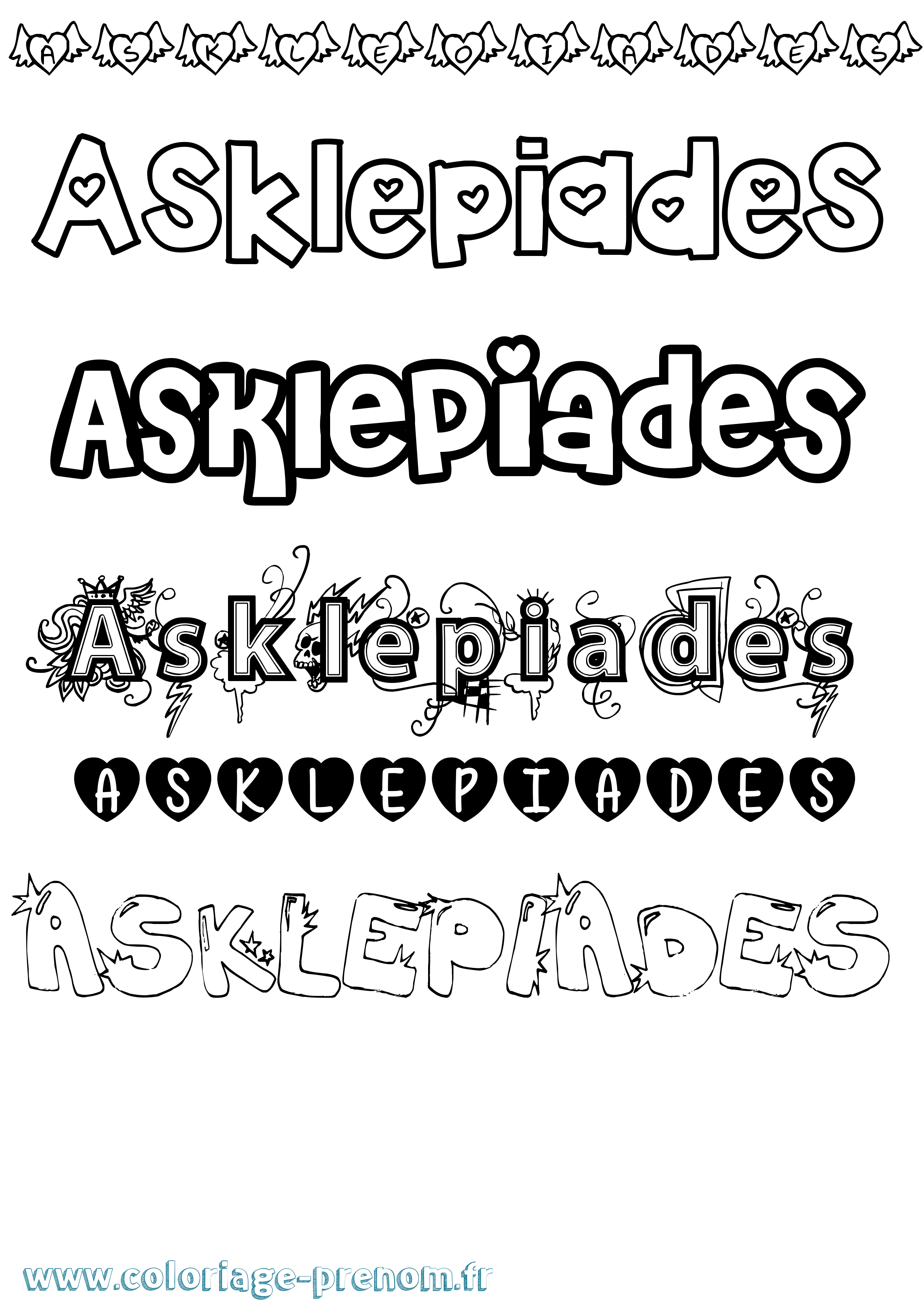 Coloriage Asklepiades Girly Coloriage prénom Asklepiades Girly