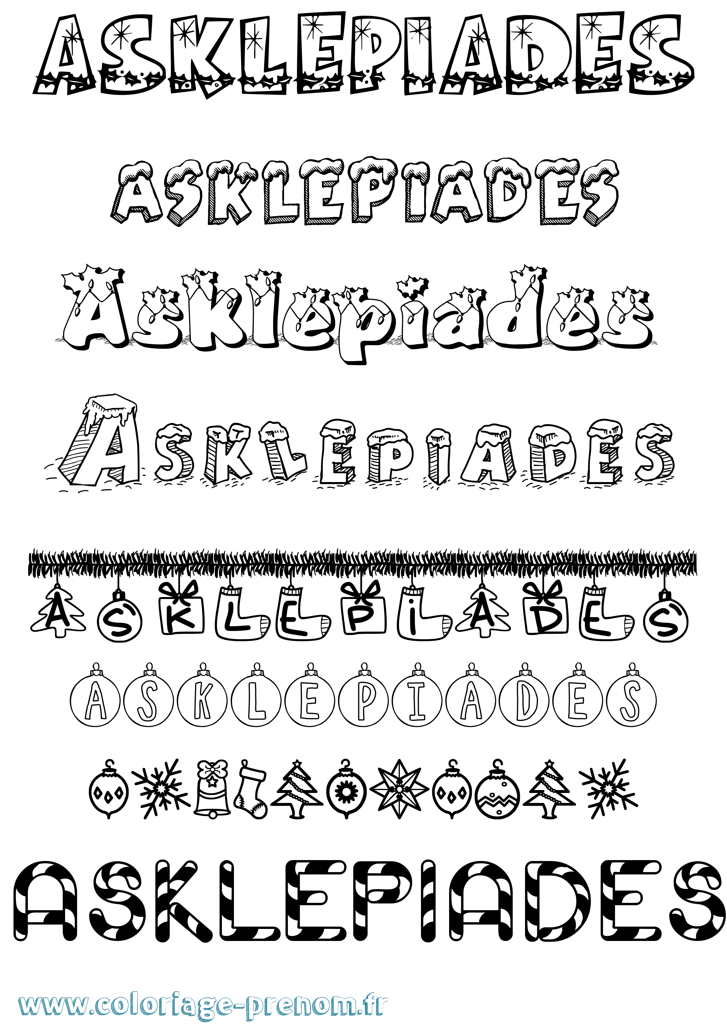 Coloriage Asklepiades Noël Coloriage prénom Asklepiades Noël