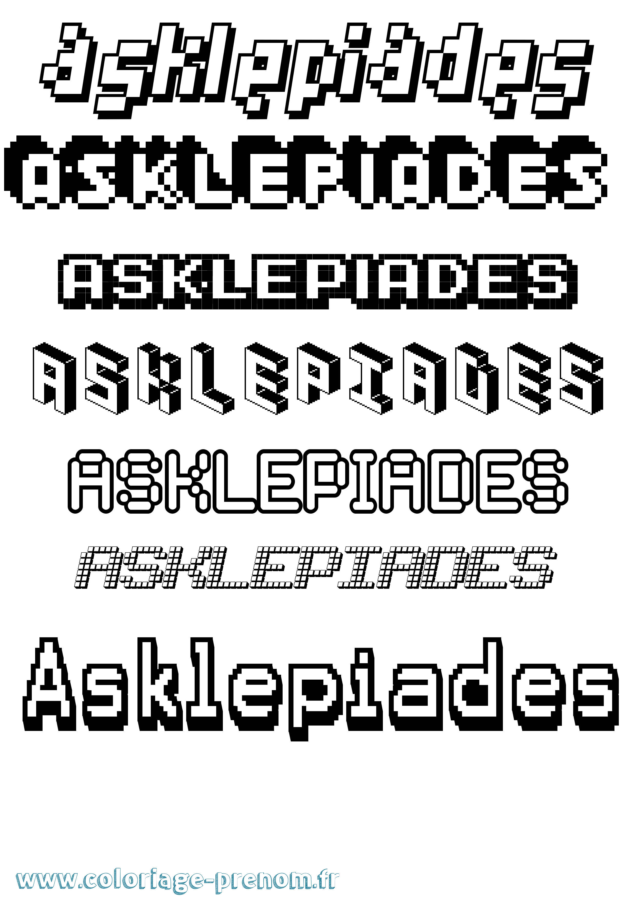Coloriage Asklepiades Pixel Coloriage prénom Asklepiades Pixel