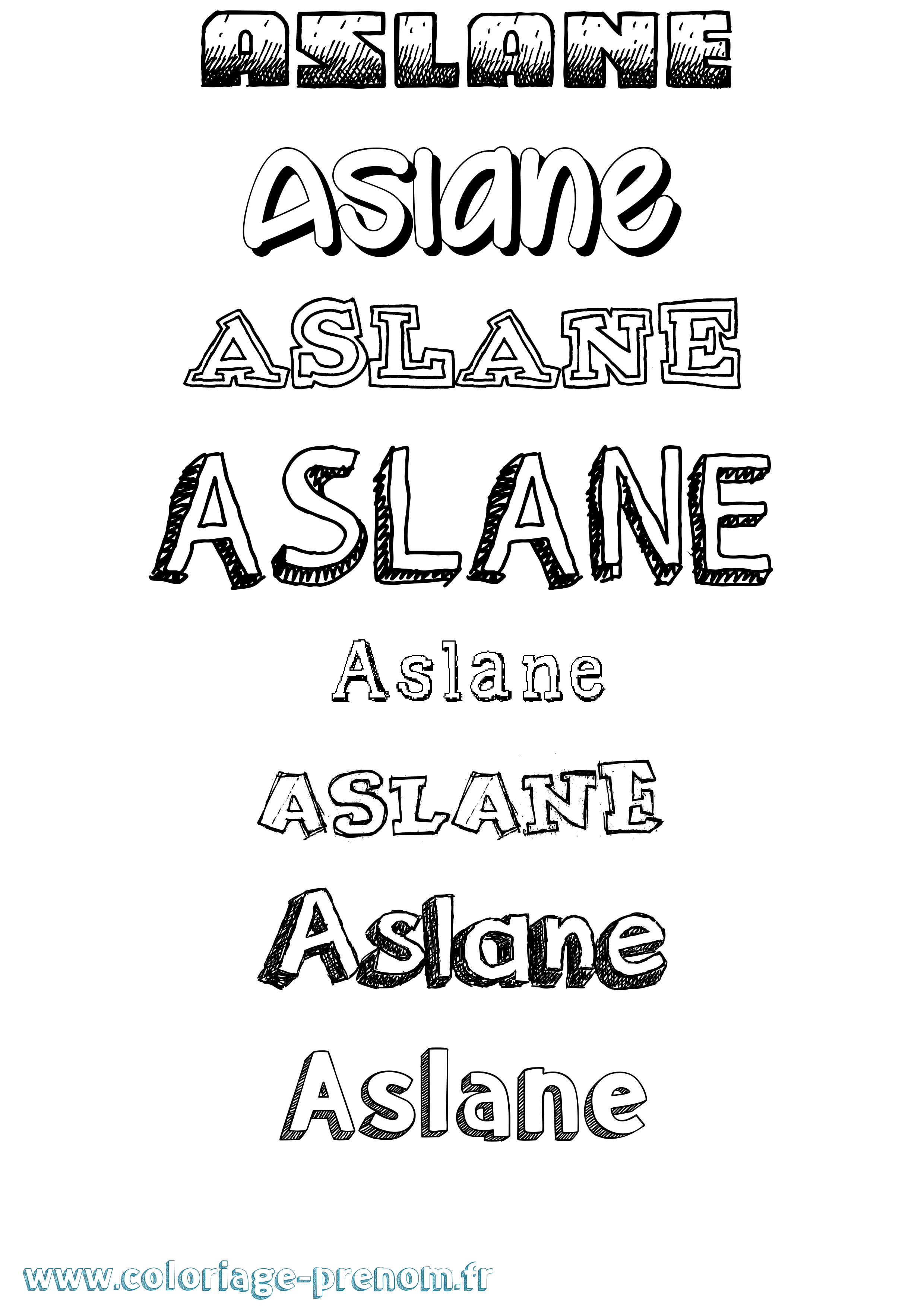 Coloriage Aslane Dessiné Coloriage prénom Aslane Dessiné