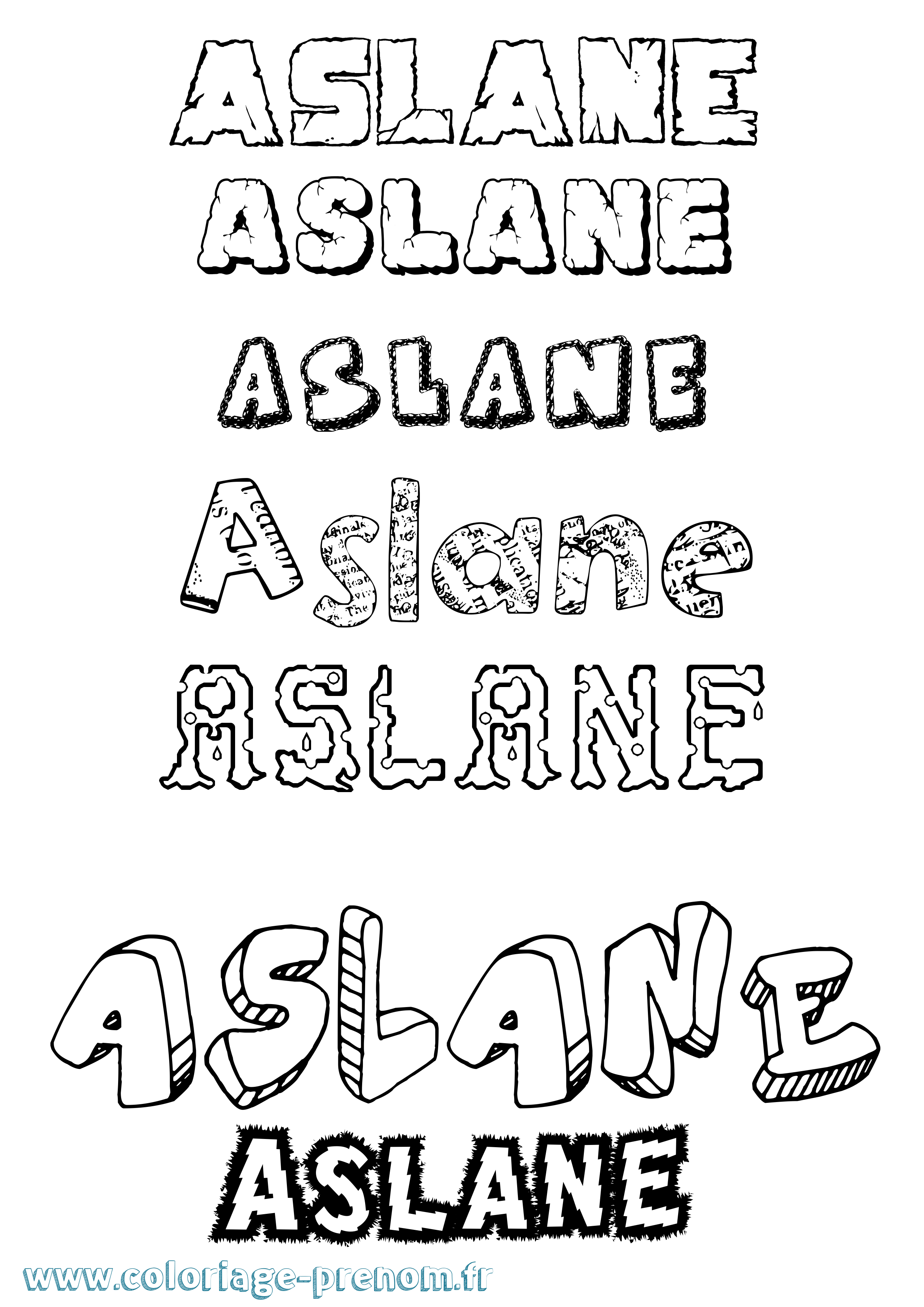 Coloriage Aslane Destructuré Coloriage prénom Aslane Destructuré