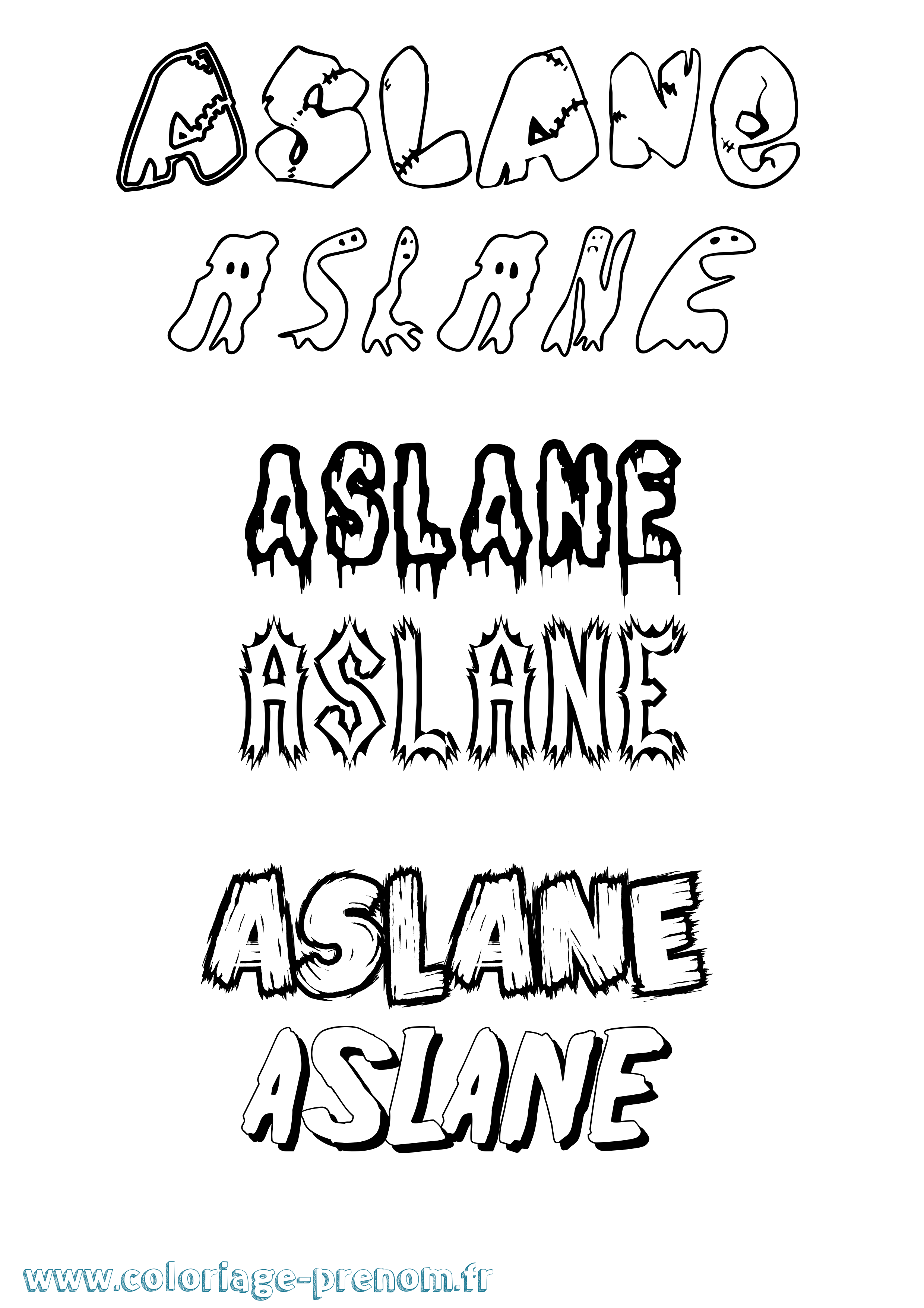 Coloriage Aslane Frisson Coloriage prénom Aslane Frisson