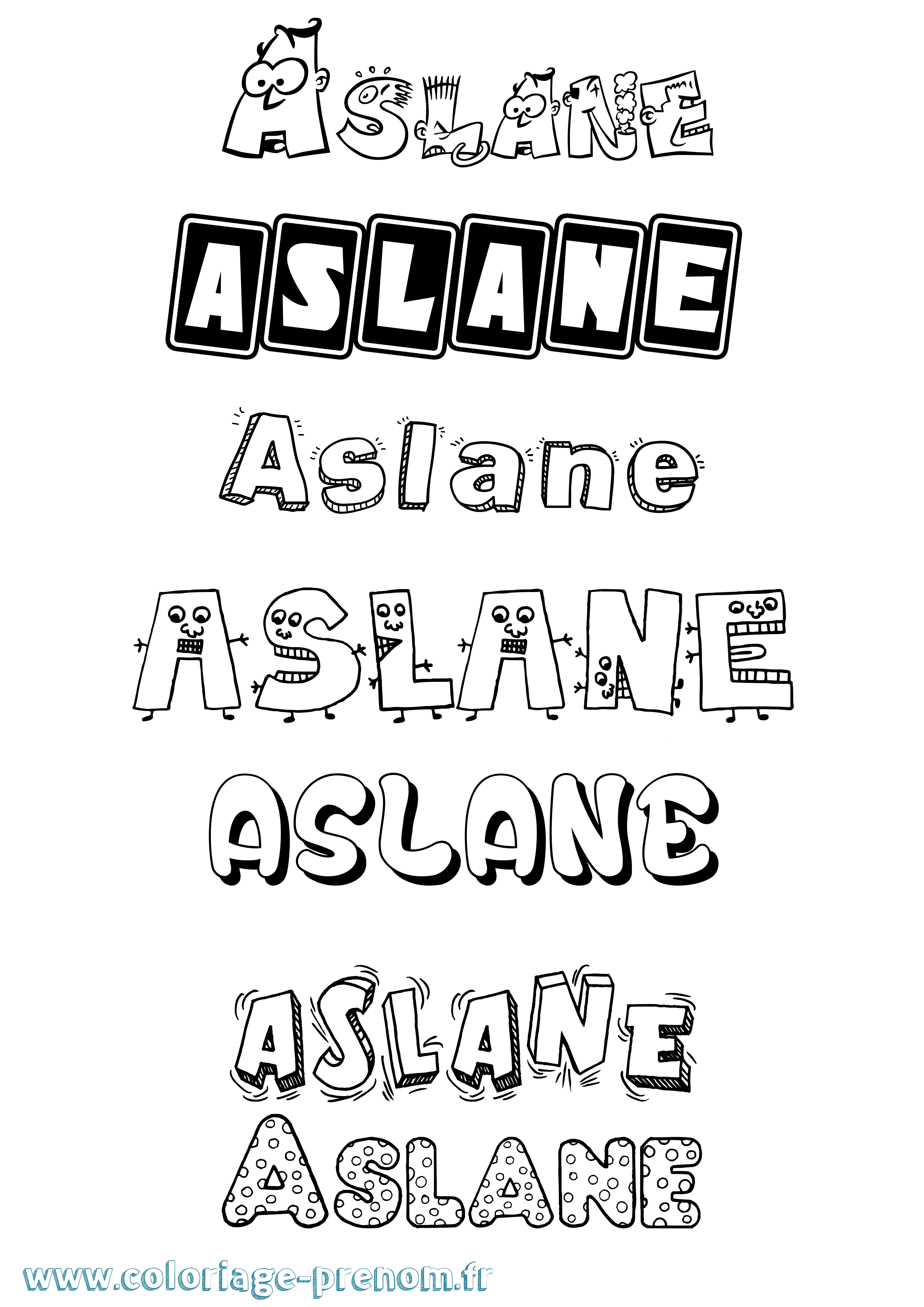 Coloriage Aslane Fun Coloriage prénom Aslane Fun