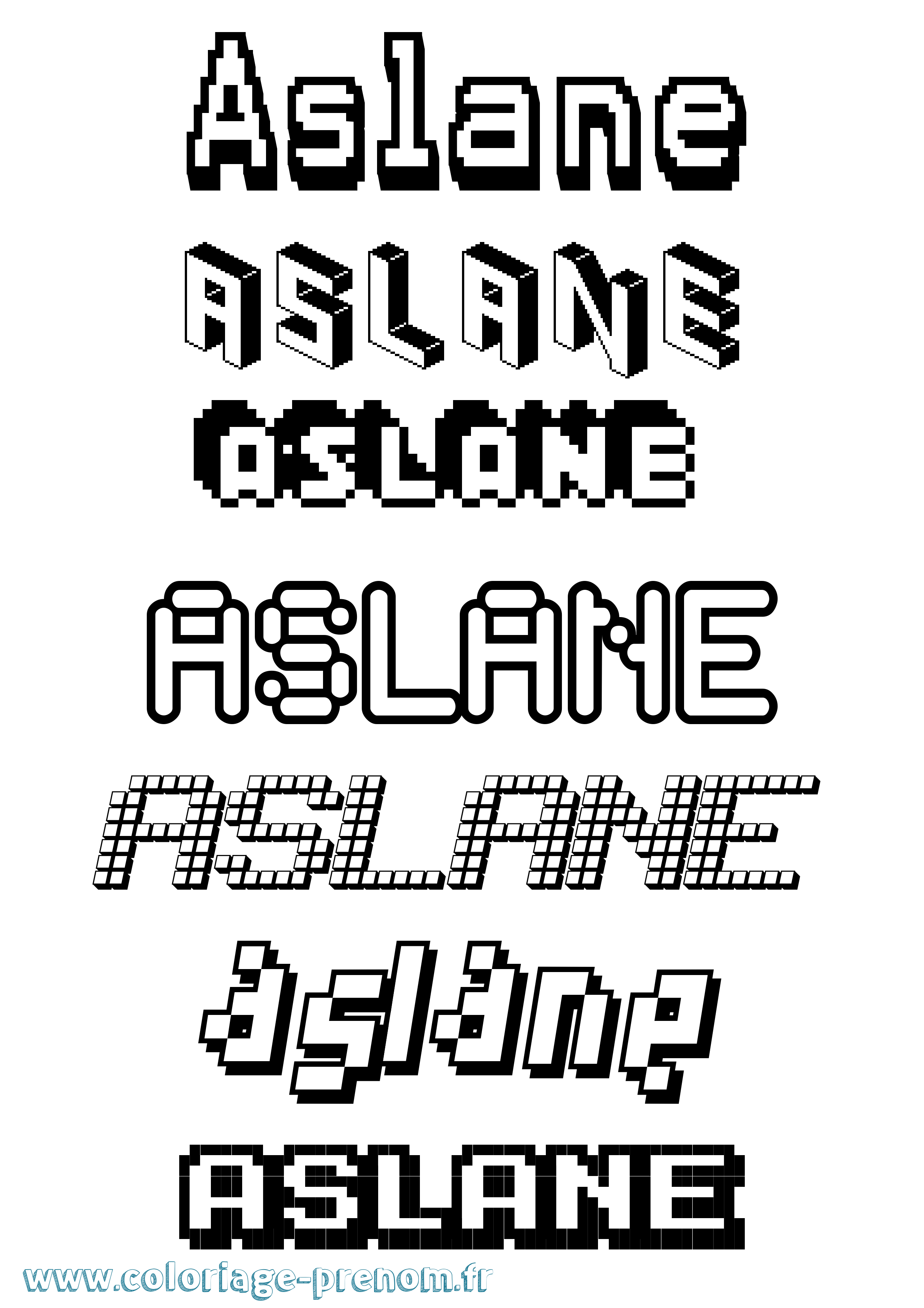 Coloriage Aslane Pixel Coloriage prénom Aslane Pixel