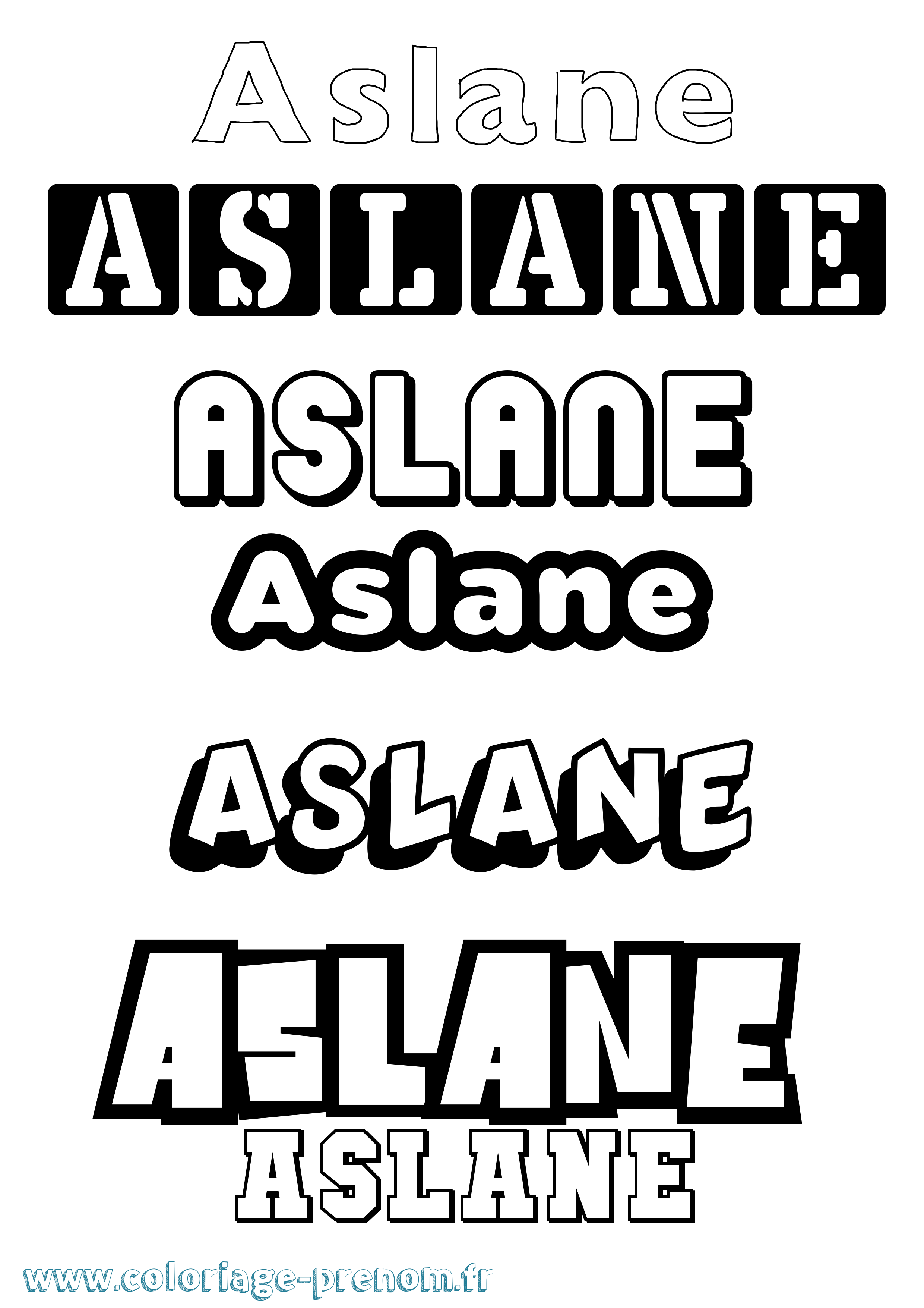 Coloriage Aslane Simple Coloriage prénom Aslane Simple