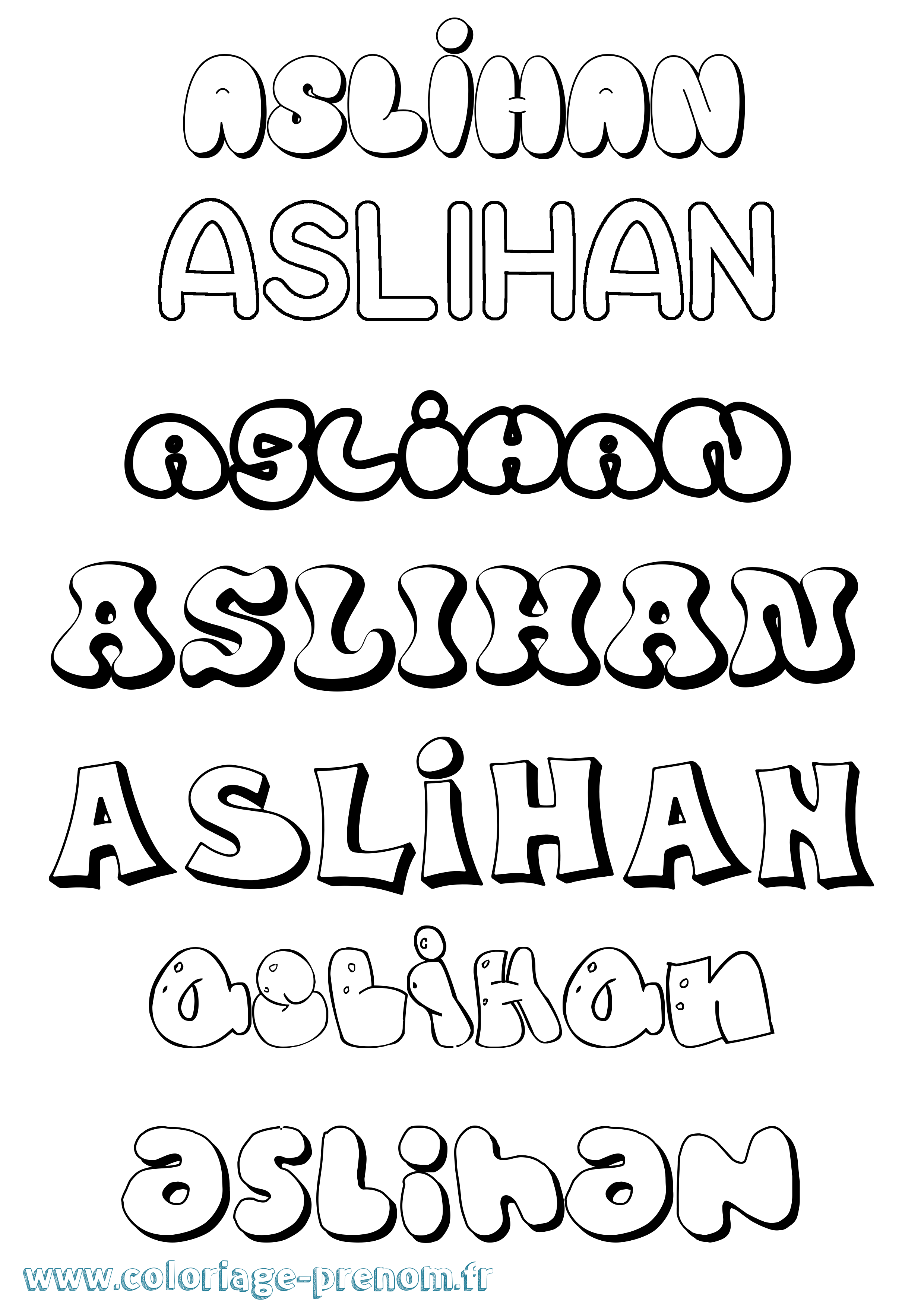 Coloriage Aslihan Bubble Coloriage prénom Aslihan Bubble