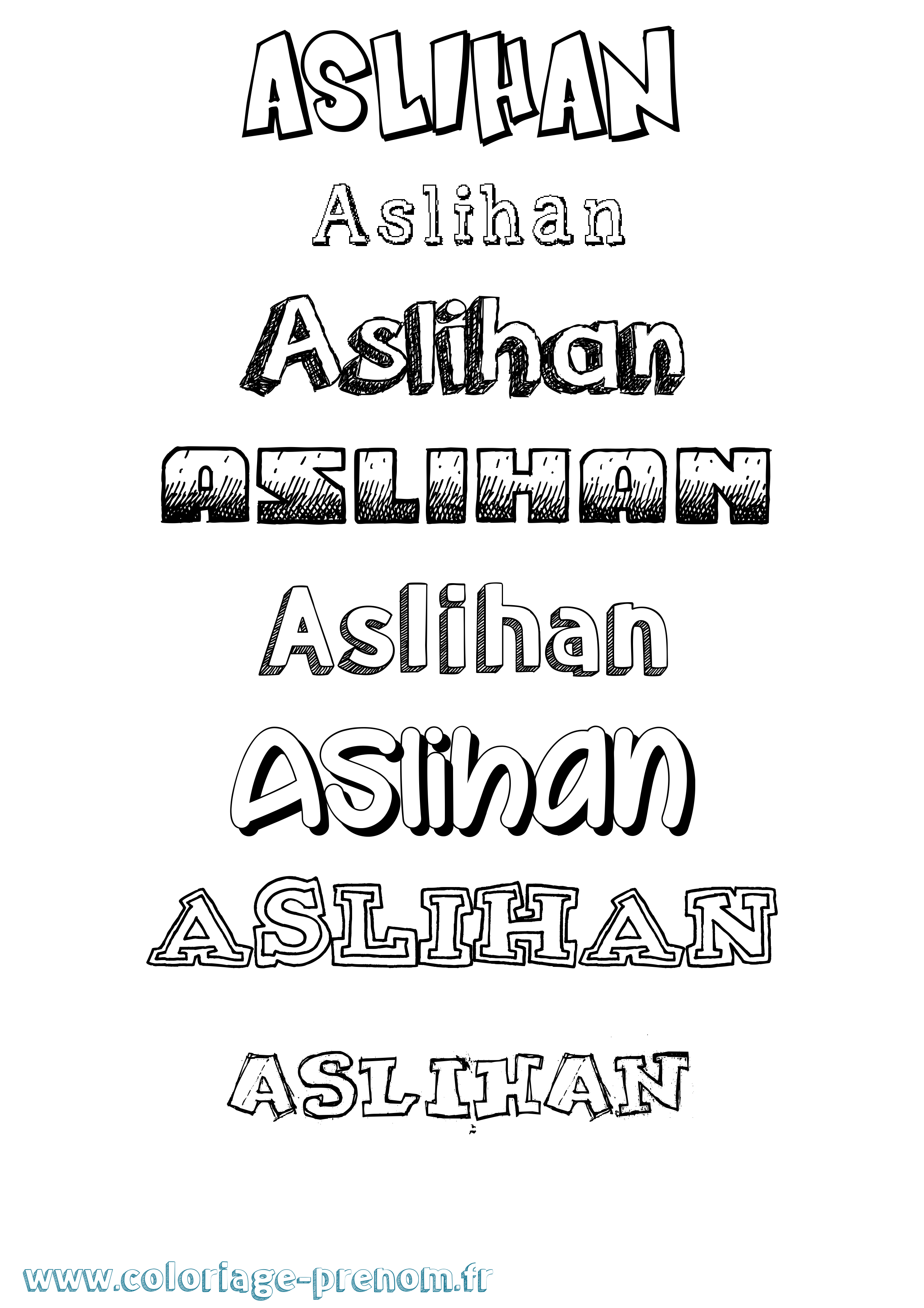 Coloriage Aslihan Dessiné Coloriage prénom Aslihan Dessiné