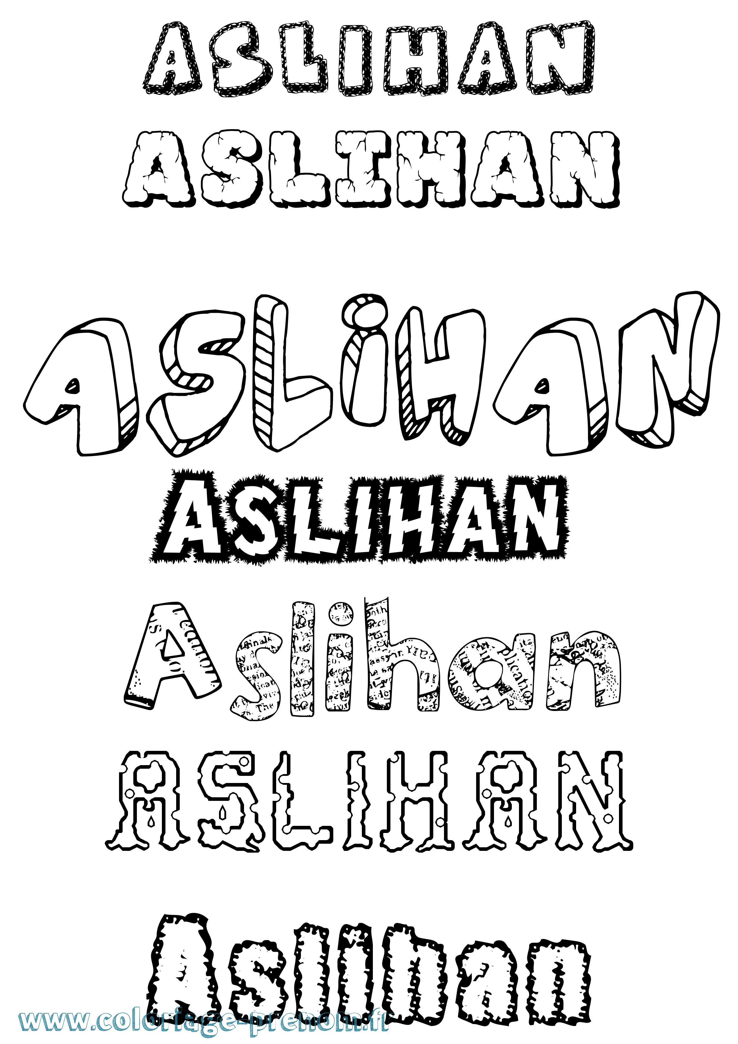 Coloriage Aslihan Destructuré Coloriage prénom Aslihan Destructuré