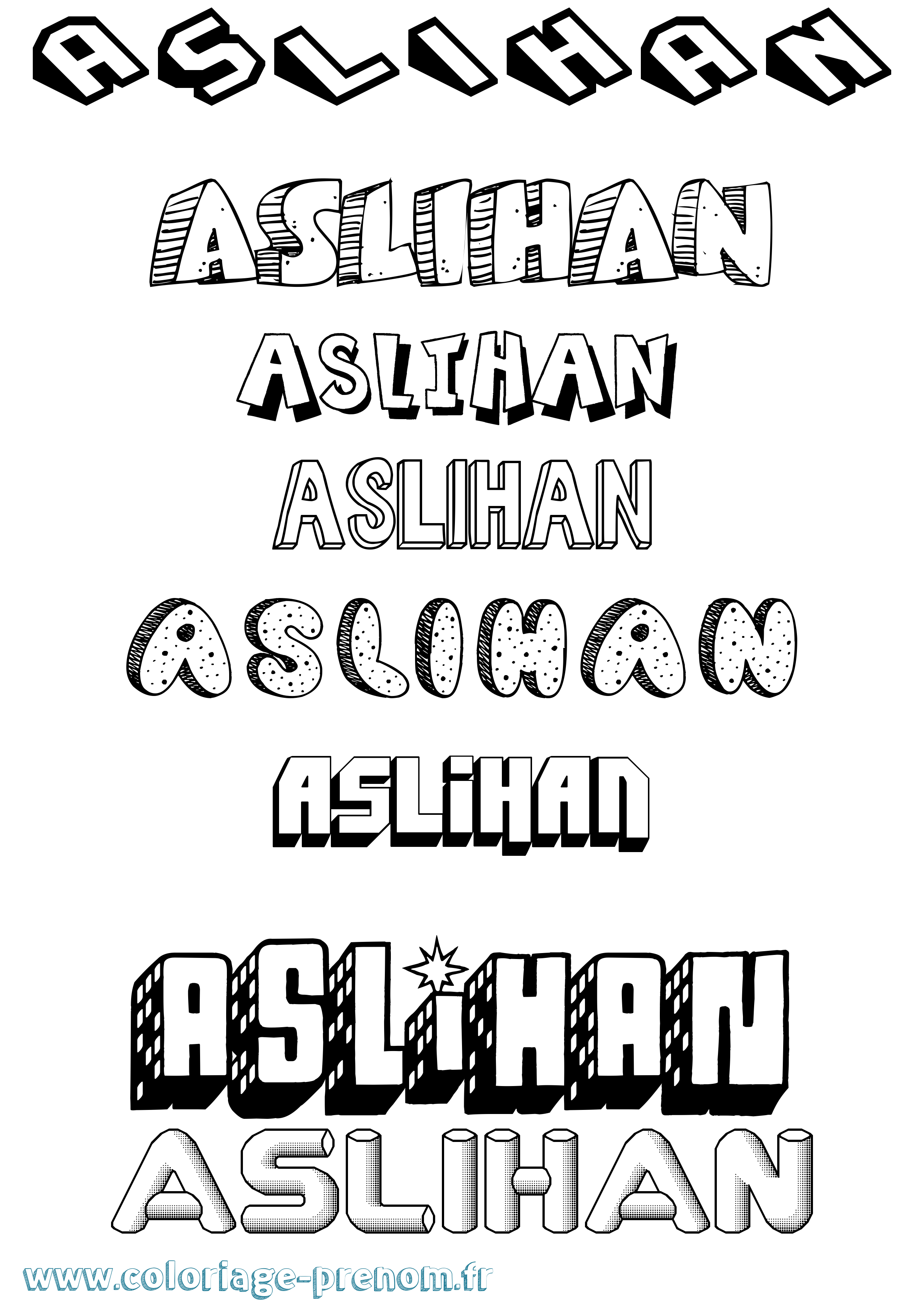 Coloriage Aslihan Effet 3D Coloriage prénom Aslihan Effet 3D