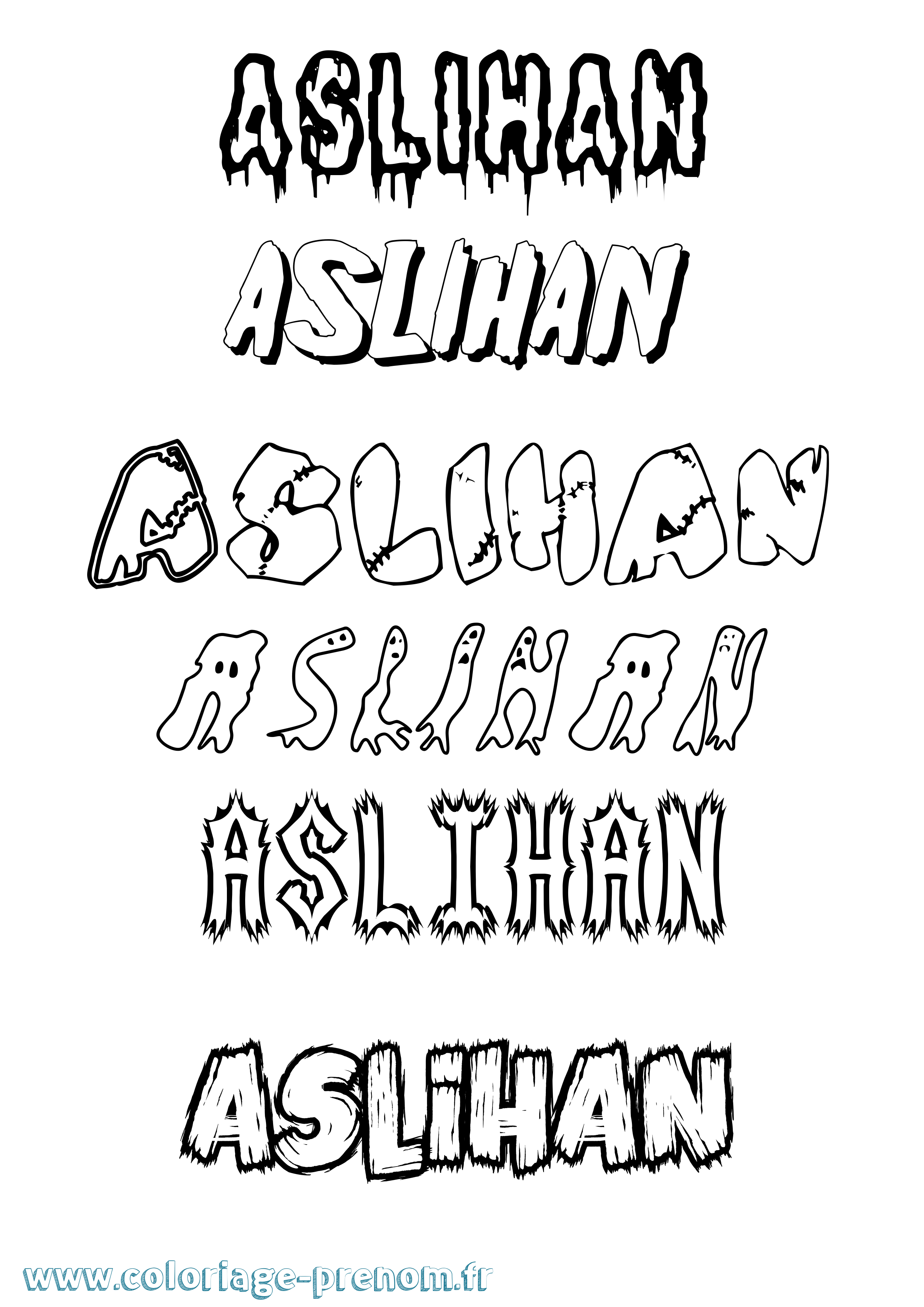 Coloriage Aslihan Frisson Coloriage prénom Aslihan Frisson