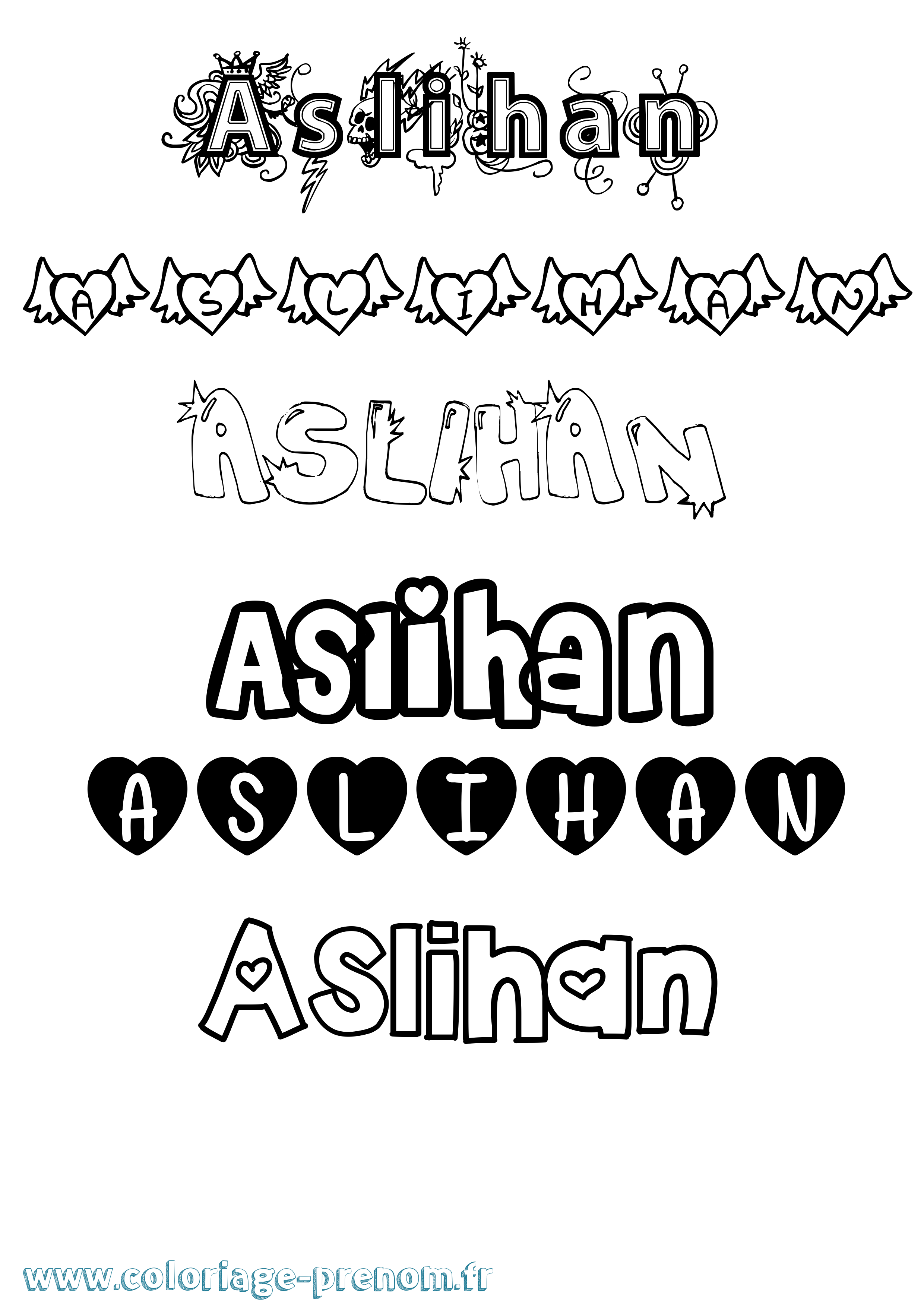Coloriage Aslihan Girly Coloriage prénom Aslihan Girly