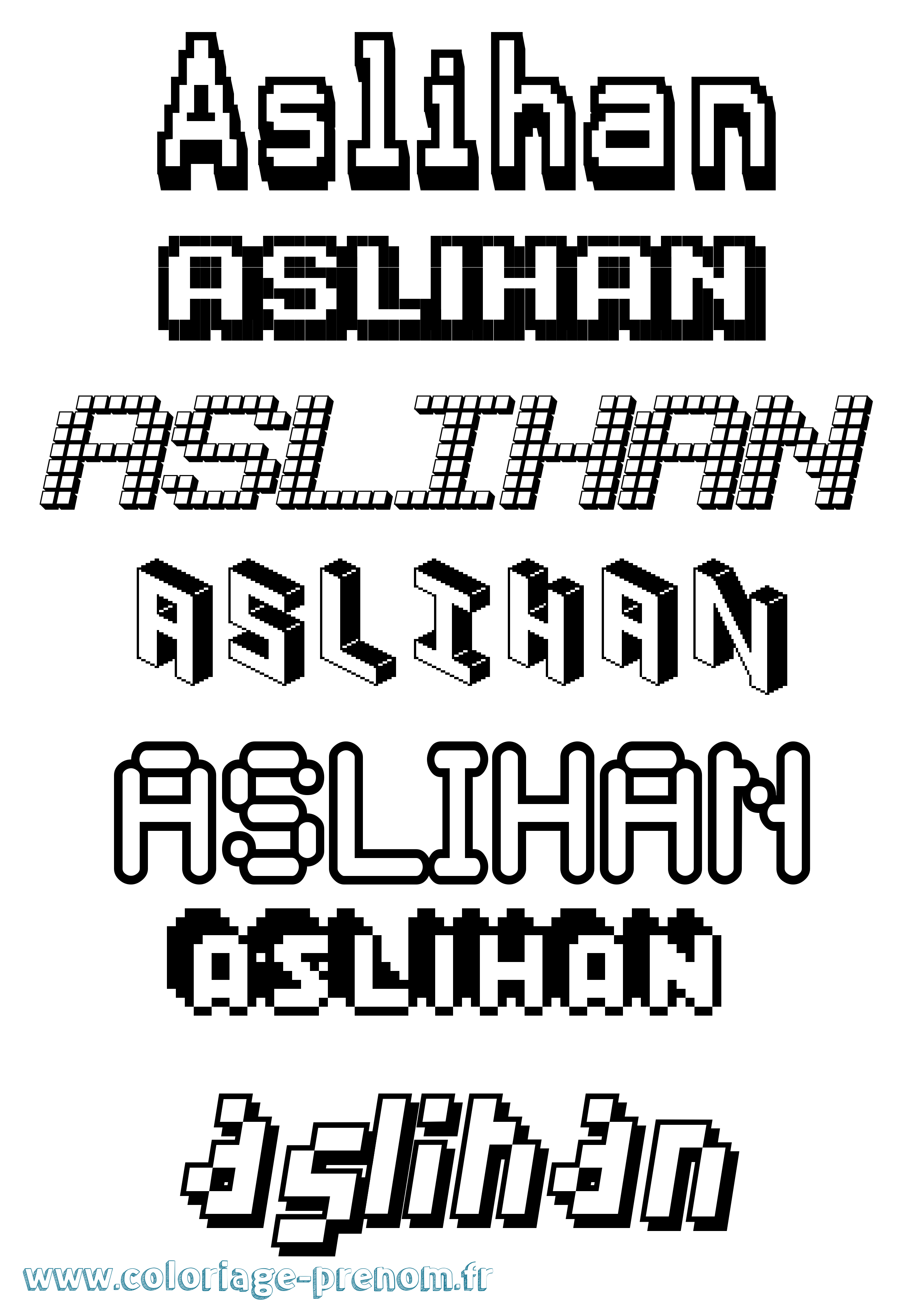 Coloriage Aslihan Pixel Coloriage prénom Aslihan Pixel