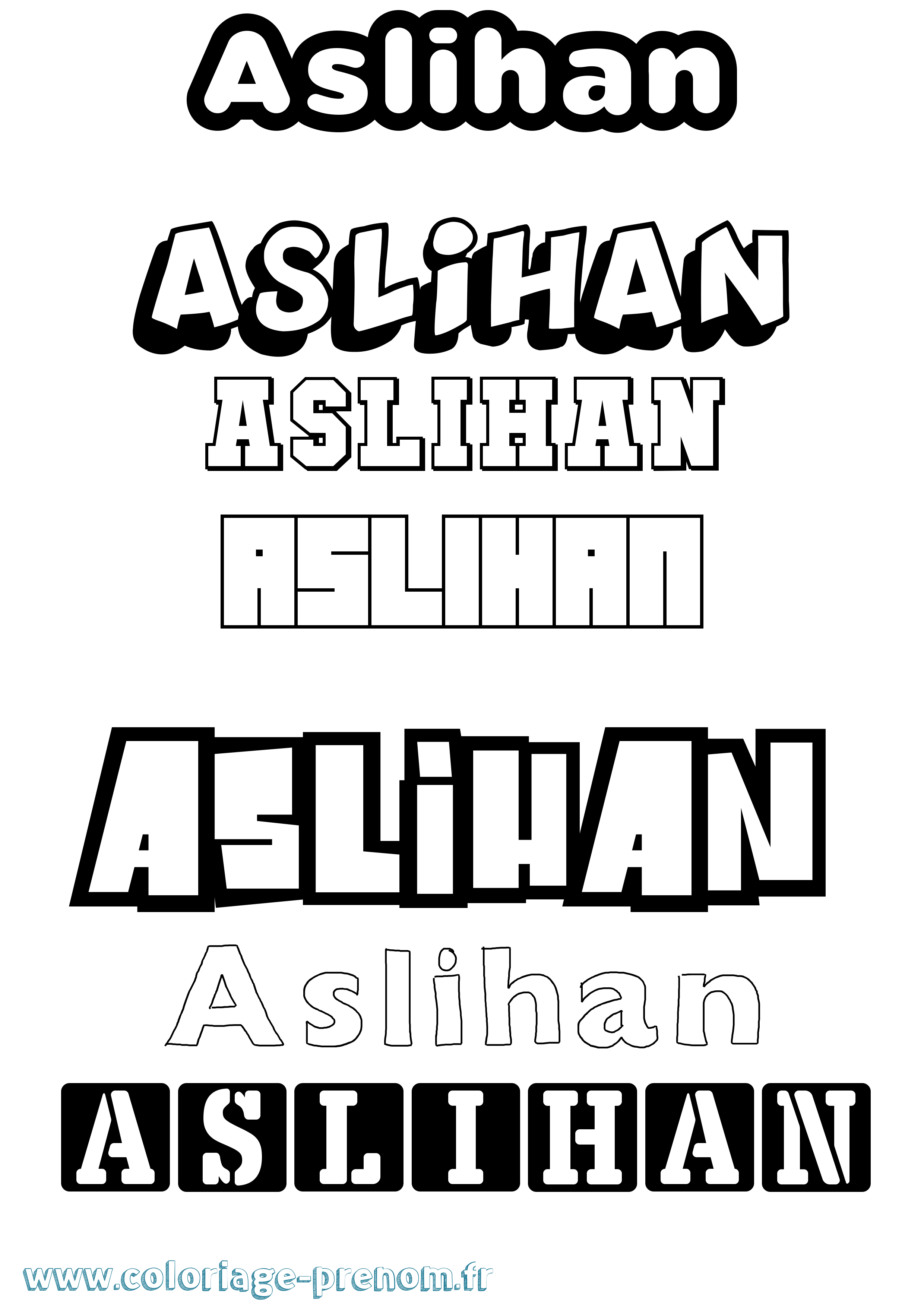 Coloriage Aslihan Simple Coloriage prénom Aslihan Simple