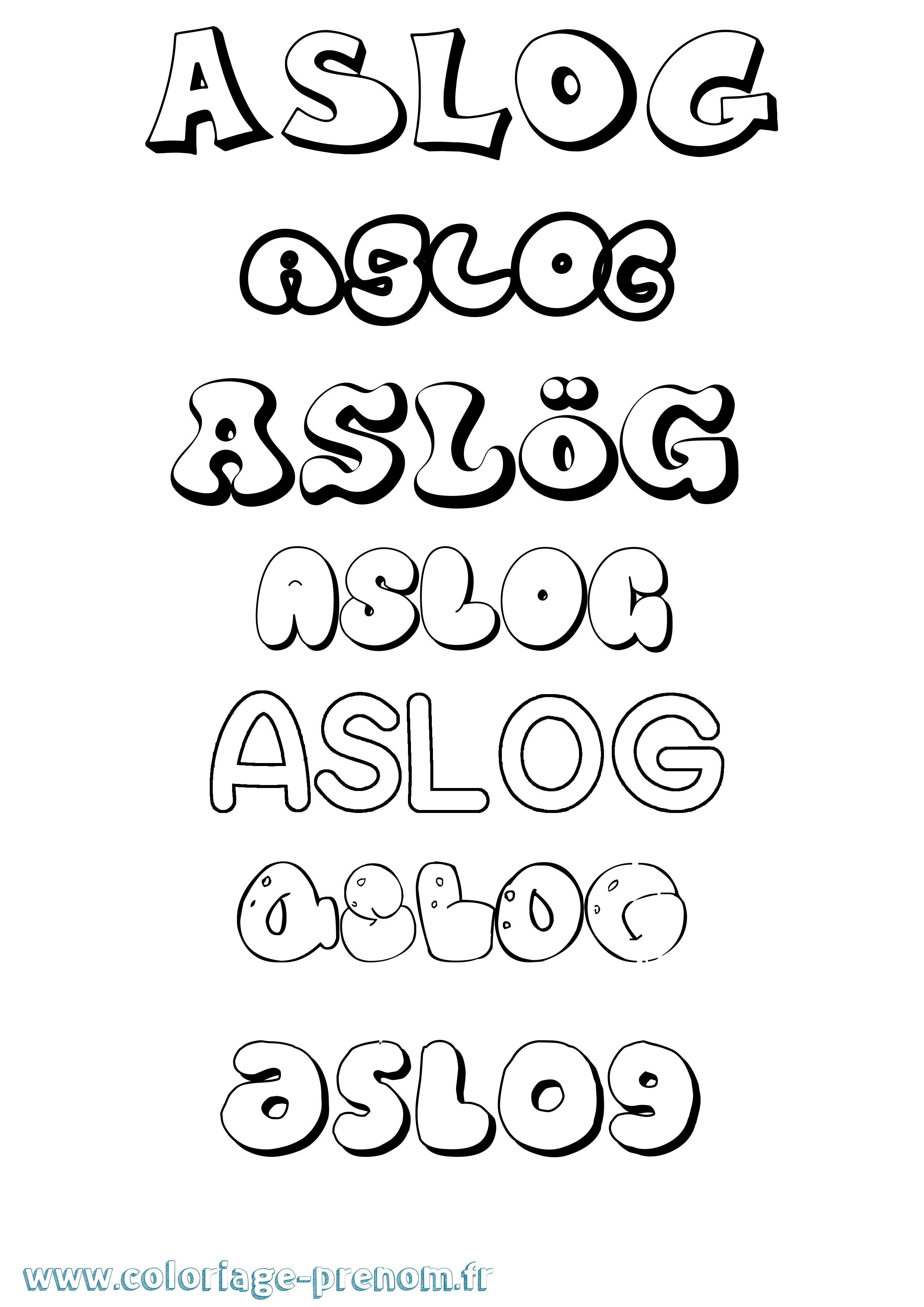 Coloriage Aslög Bubble Coloriage prénom Aslög Bubble
