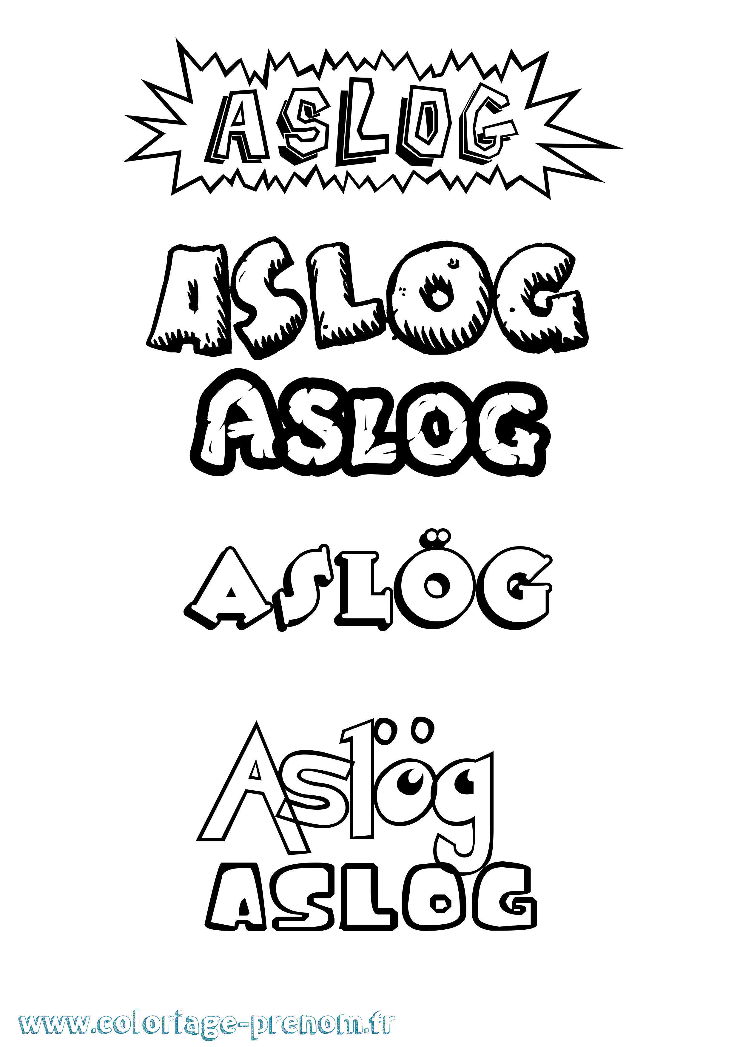 Coloriage Aslög Dessin Animé Coloriage prénom Aslög Dessin Animé