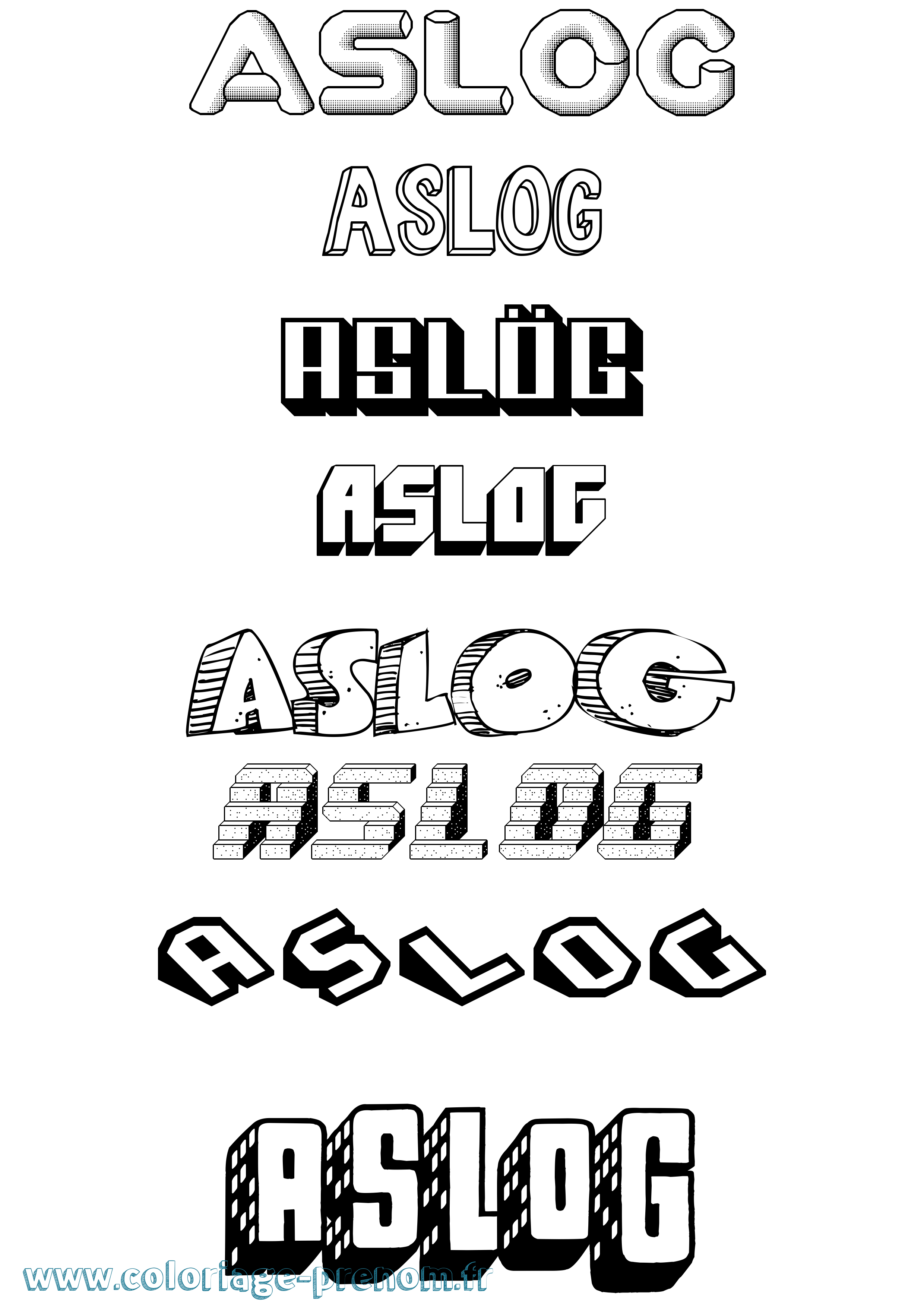 Coloriage Aslög Effet 3D Coloriage prénom Aslög Effet 3D