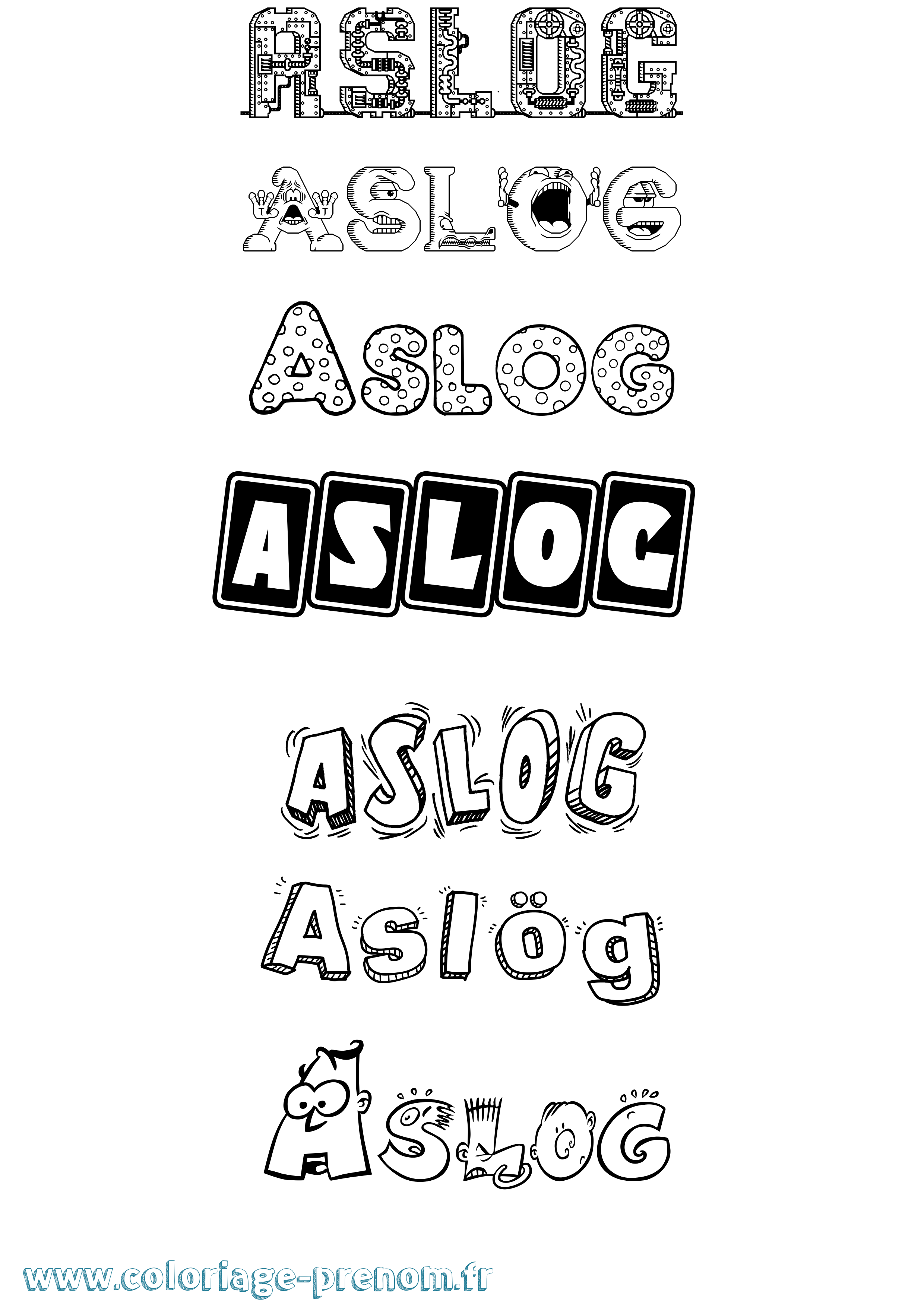 Coloriage Aslög Fun Coloriage prénom Aslög Fun