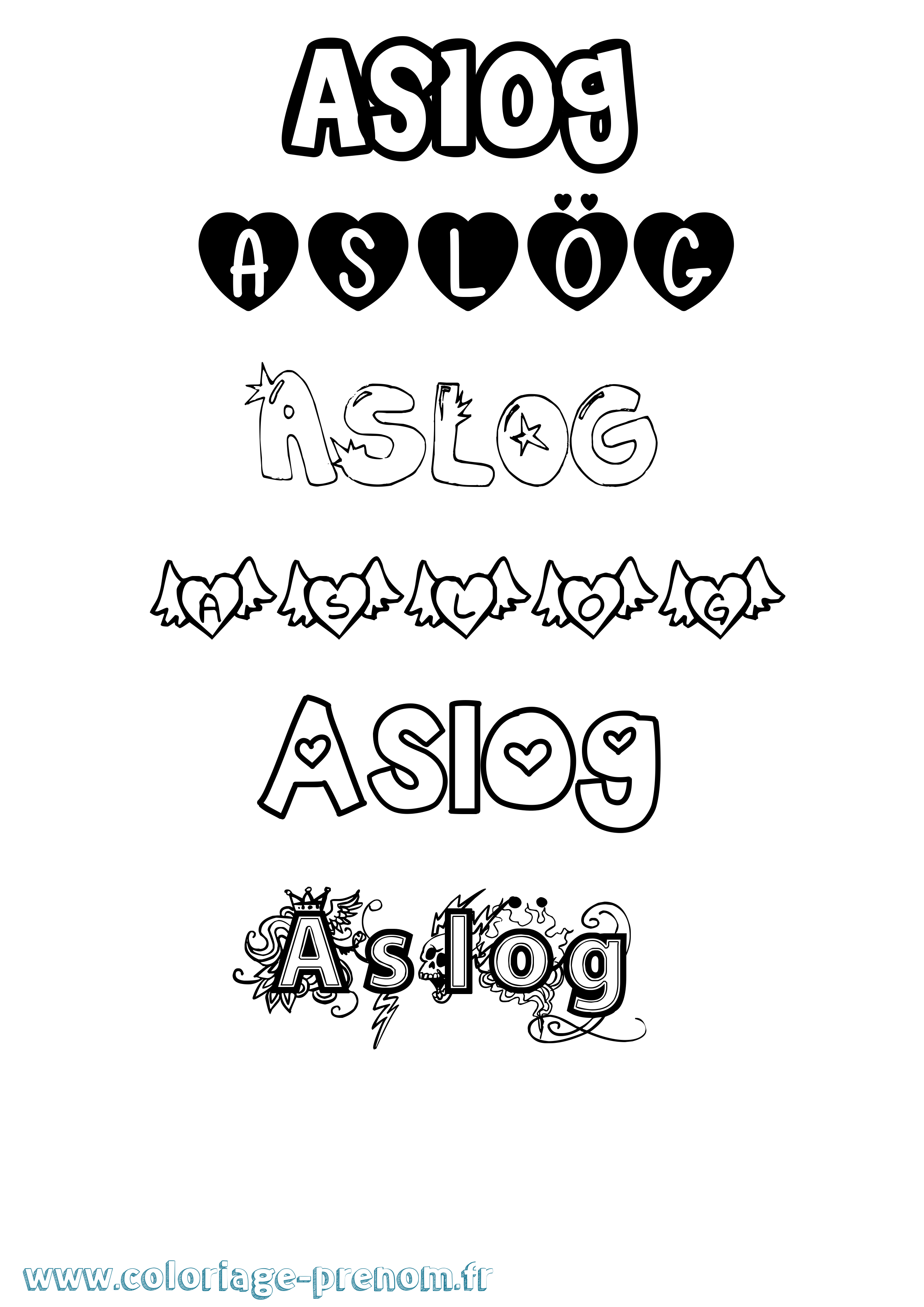 Coloriage Aslög Girly Coloriage prénom Aslög Girly