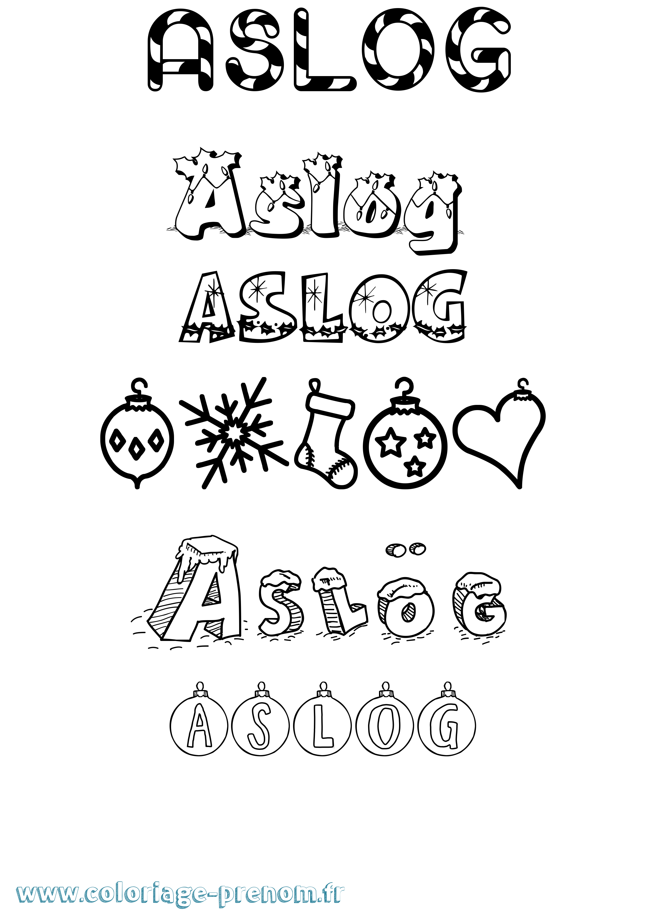 Coloriage Aslög Noël Coloriage prénom Aslög Noël