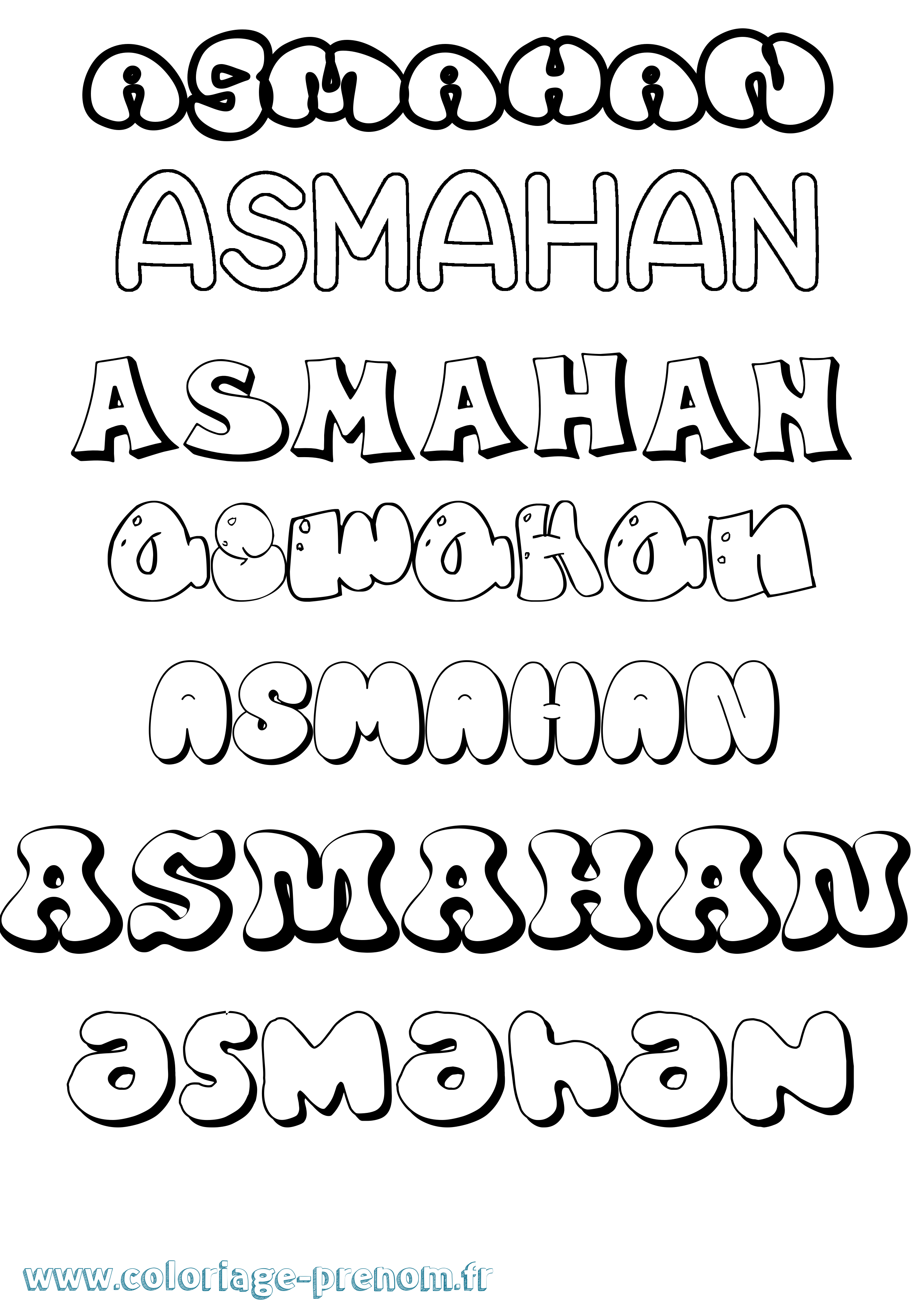 Coloriage Asmahan Bubble Coloriage prénom Asmahan Bubble