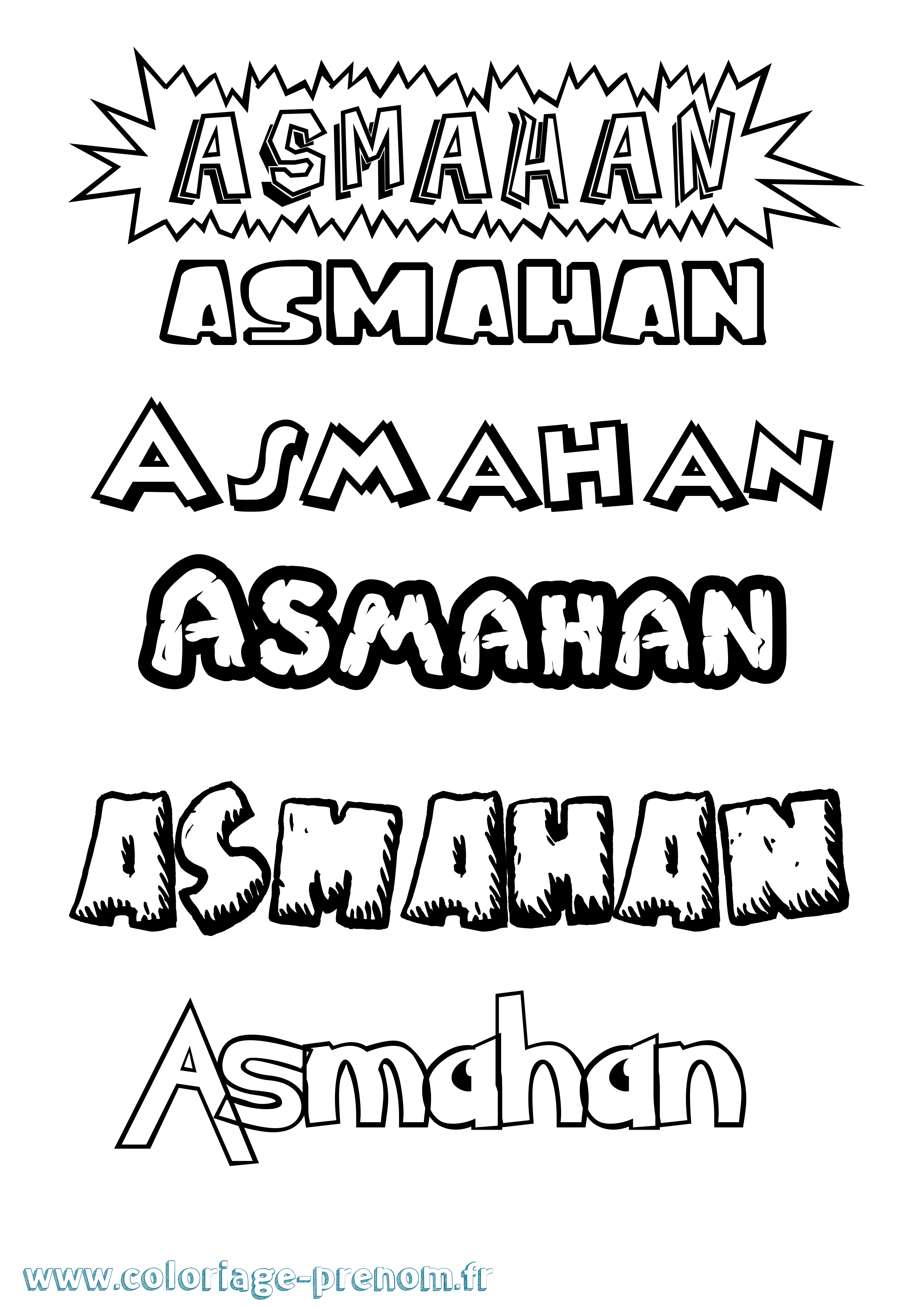 Coloriage Asmahan Dessin Animé Coloriage prénom Asmahan Dessin Animé