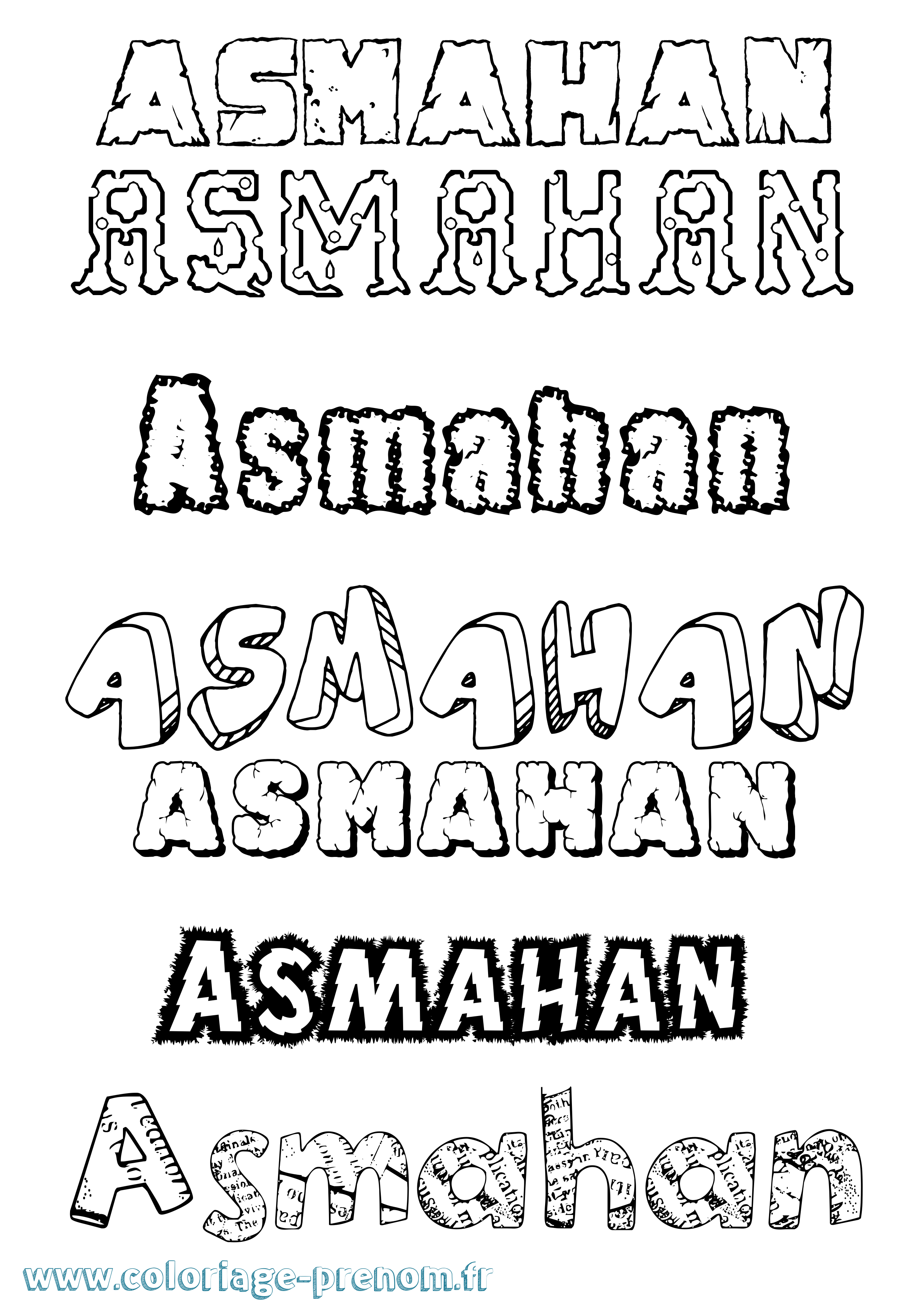Coloriage Asmahan Destructuré Coloriage prénom Asmahan Destructuré