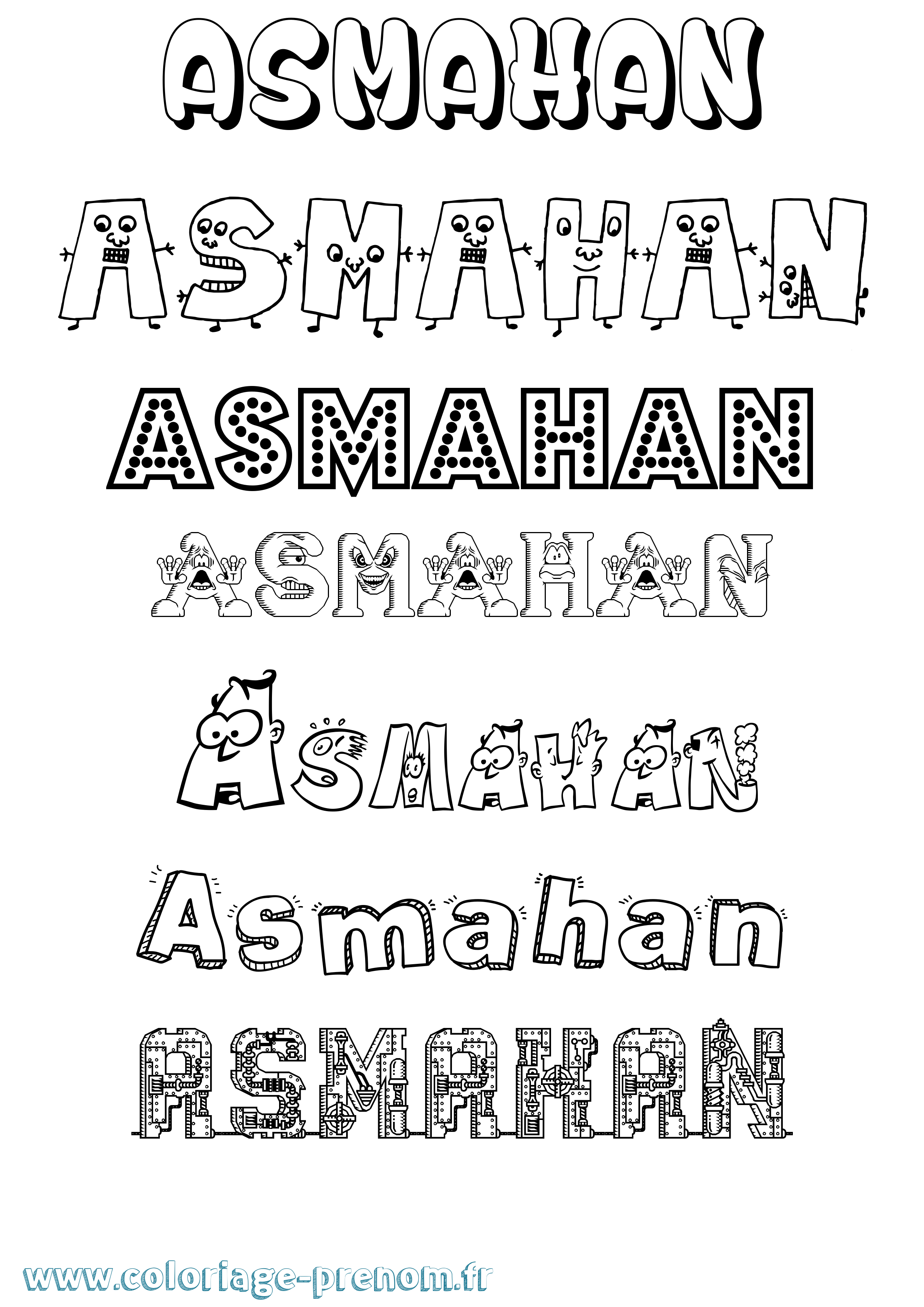 Coloriage Asmahan Fun Coloriage prénom Asmahan Fun