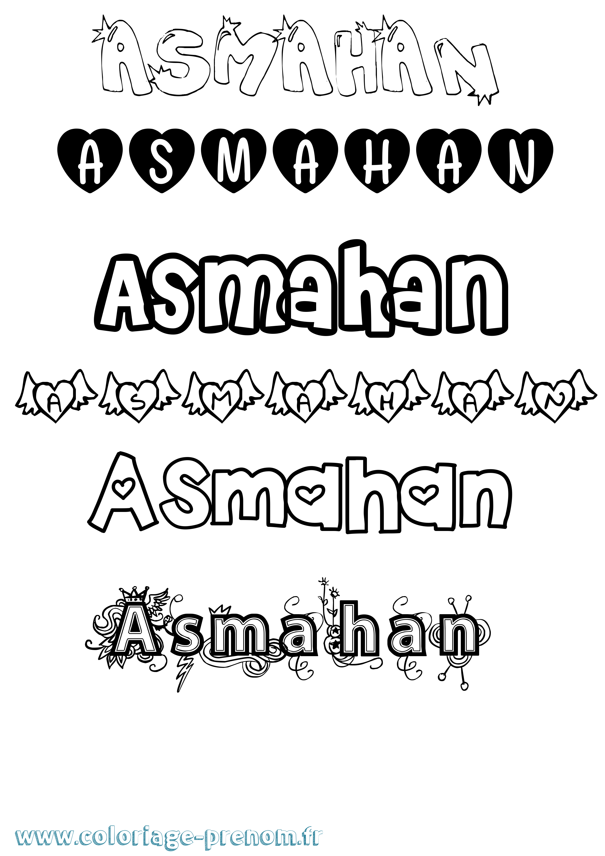 Coloriage Asmahan Girly Coloriage prénom Asmahan Girly