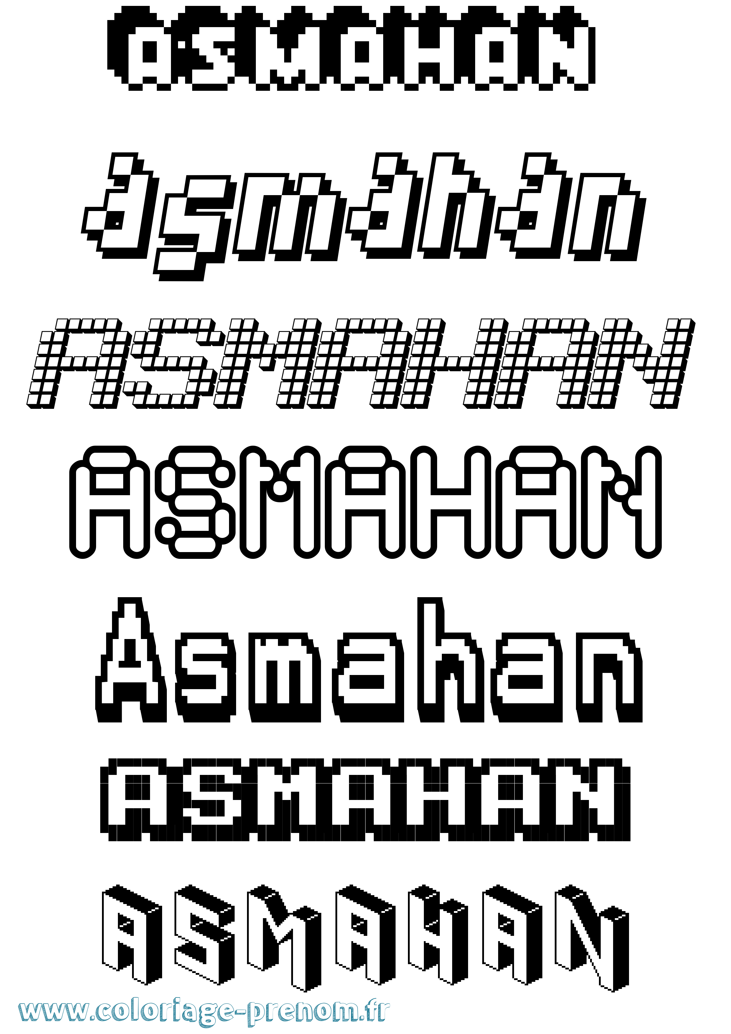 Coloriage Asmahan Pixel Coloriage prénom Asmahan Pixel
