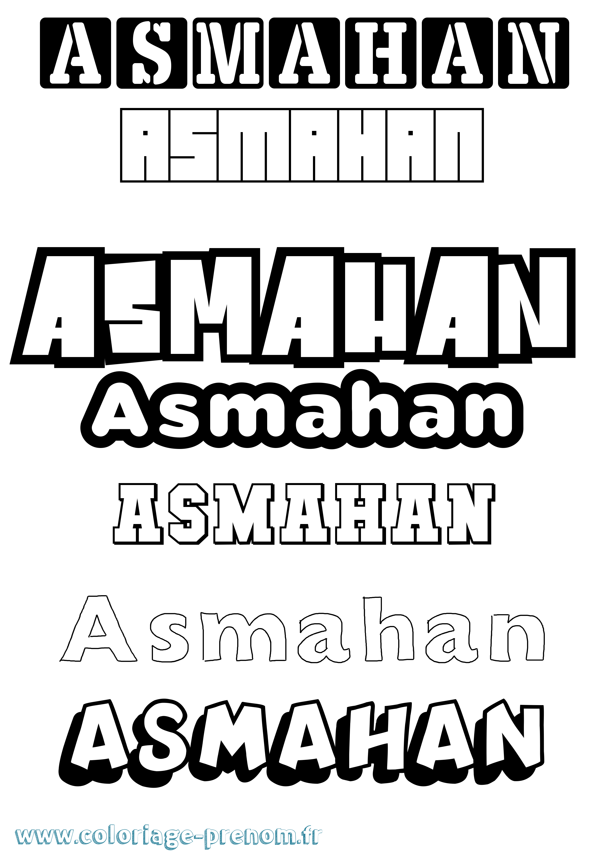 Coloriage Asmahan Simple Coloriage prénom Asmahan Simple