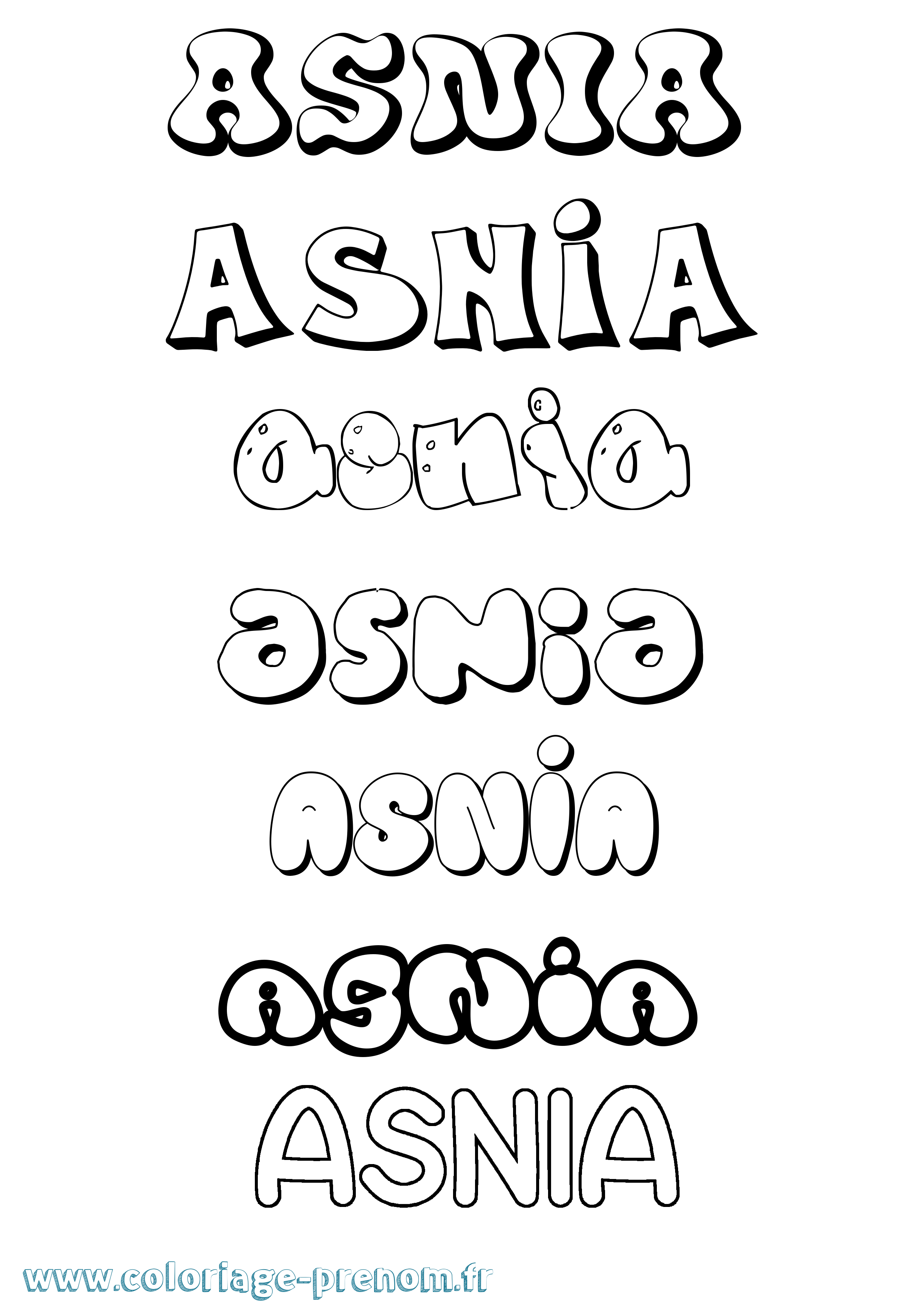 Coloriage Asnia Bubble Coloriage prénom Asnia Bubble