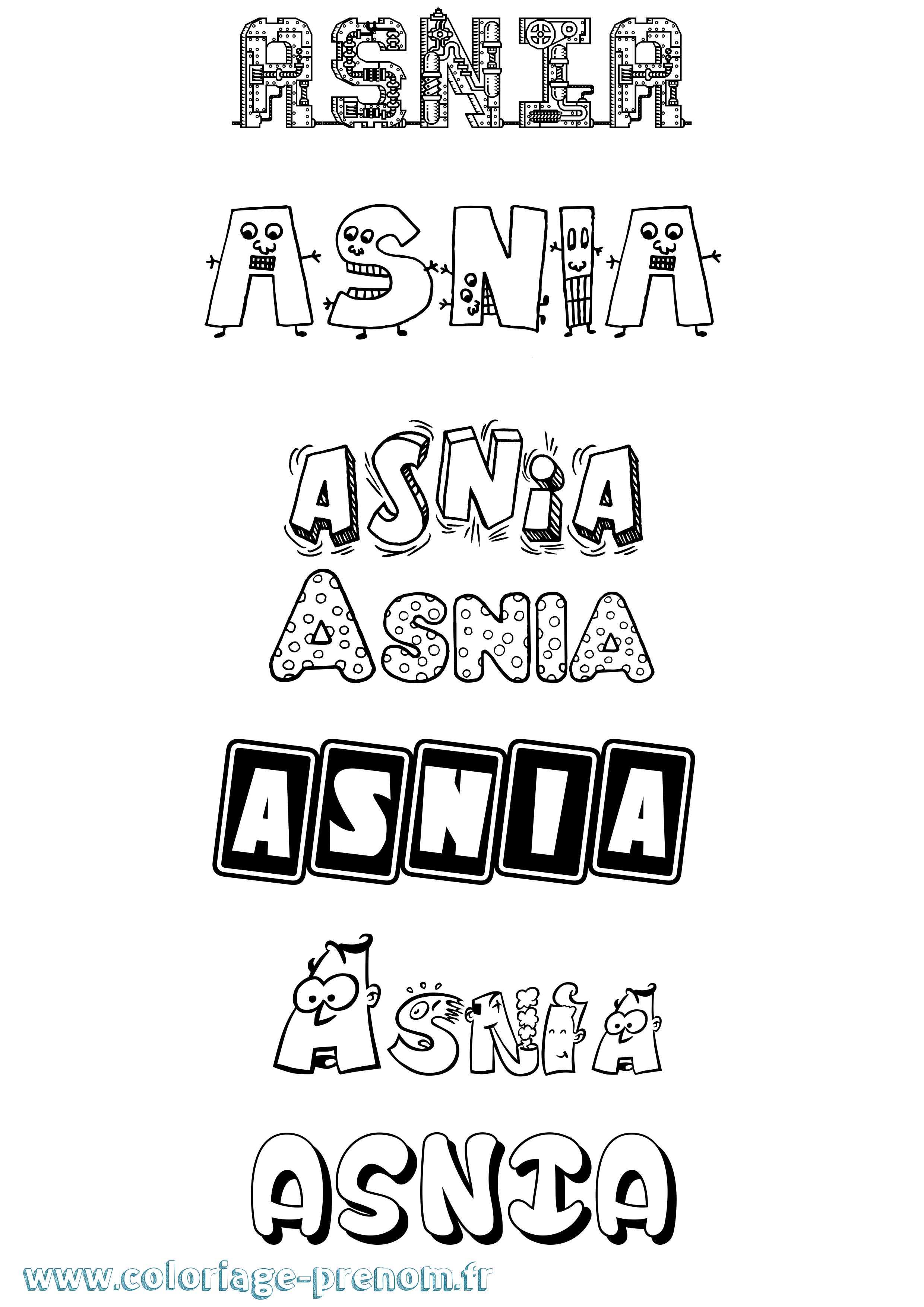 Coloriage Asnia Fun Coloriage prénom Asnia Fun