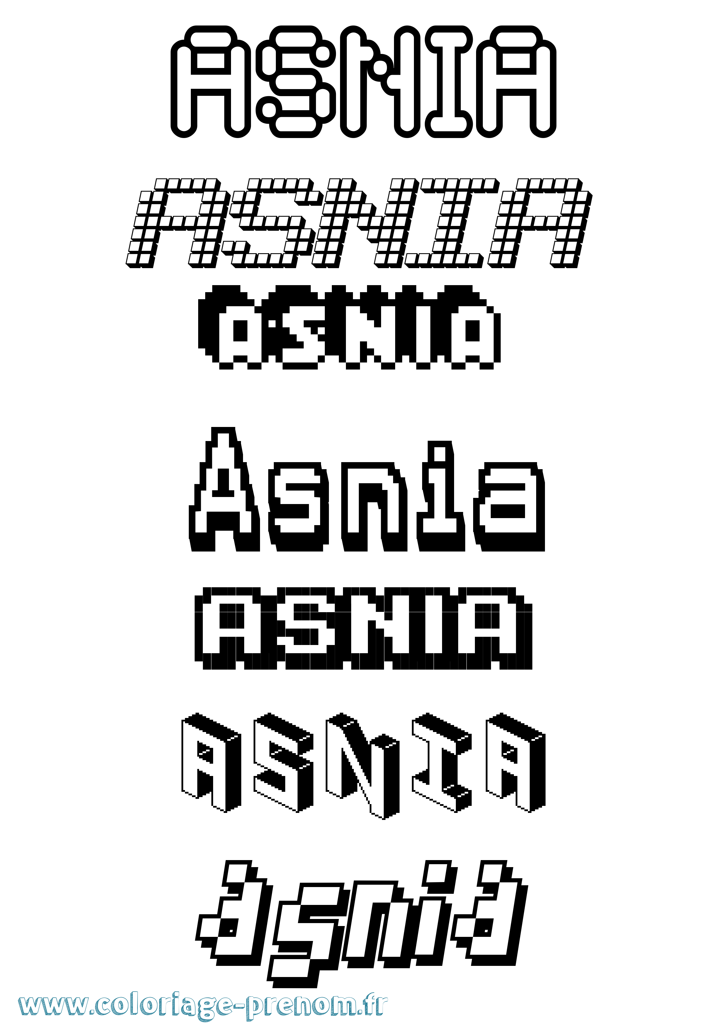 Coloriage Asnia Pixel Coloriage prénom Asnia Pixel