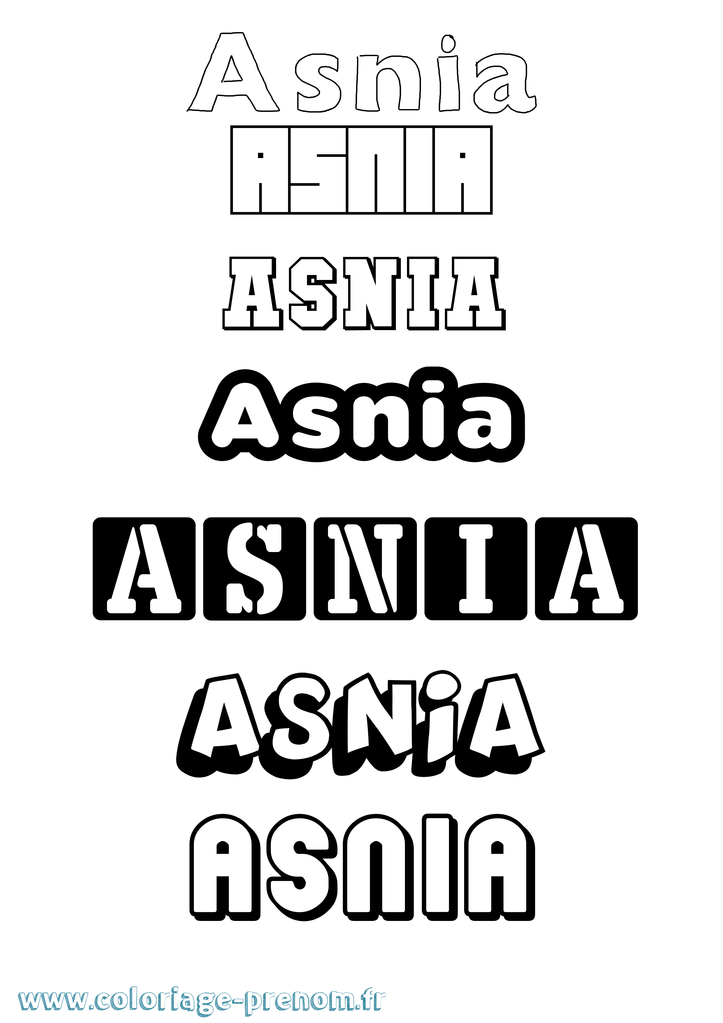 Coloriage Asnia Simple Coloriage prénom Asnia Simple