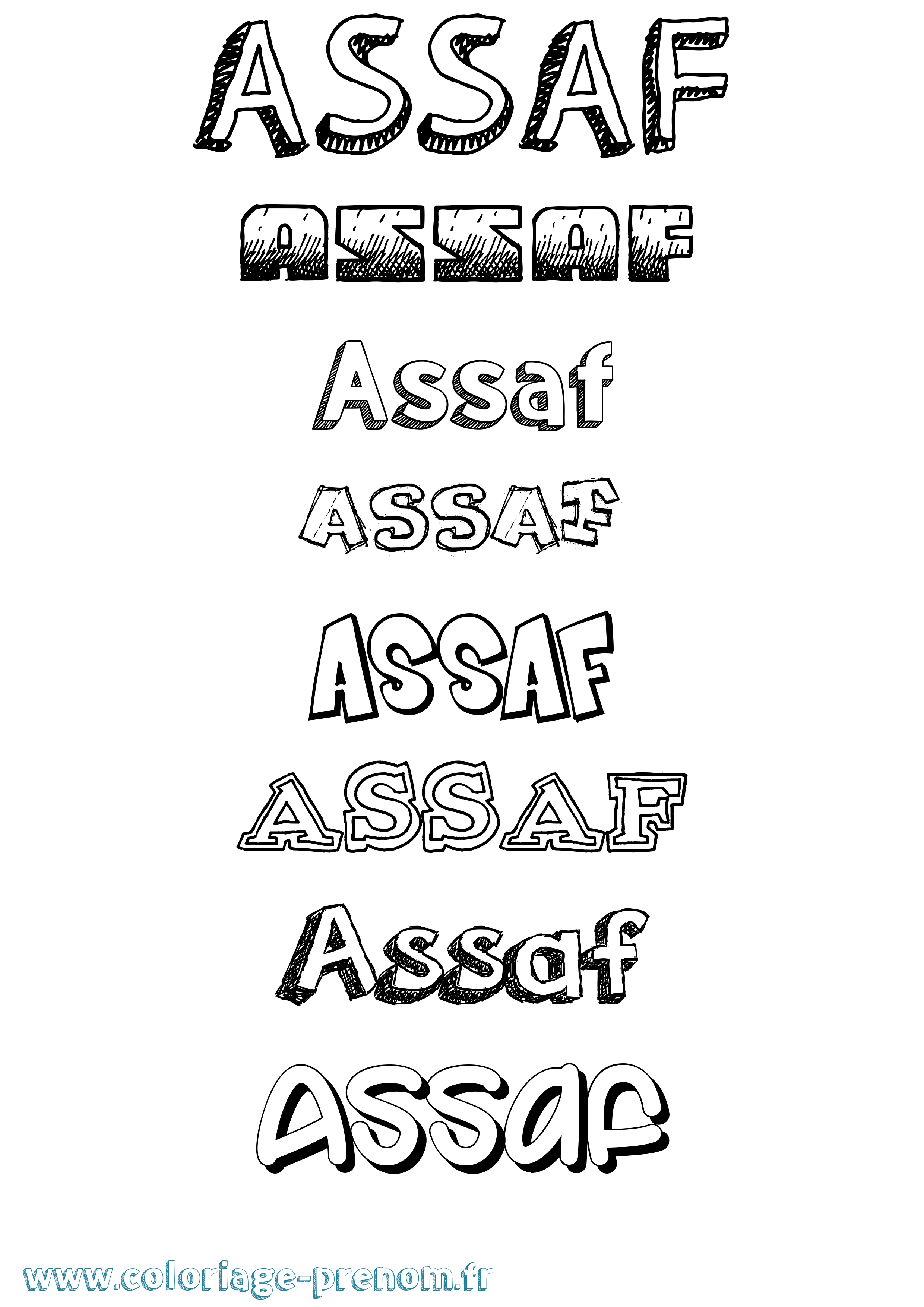 Coloriage Assaf Dessiné Coloriage prénom Assaf Dessiné