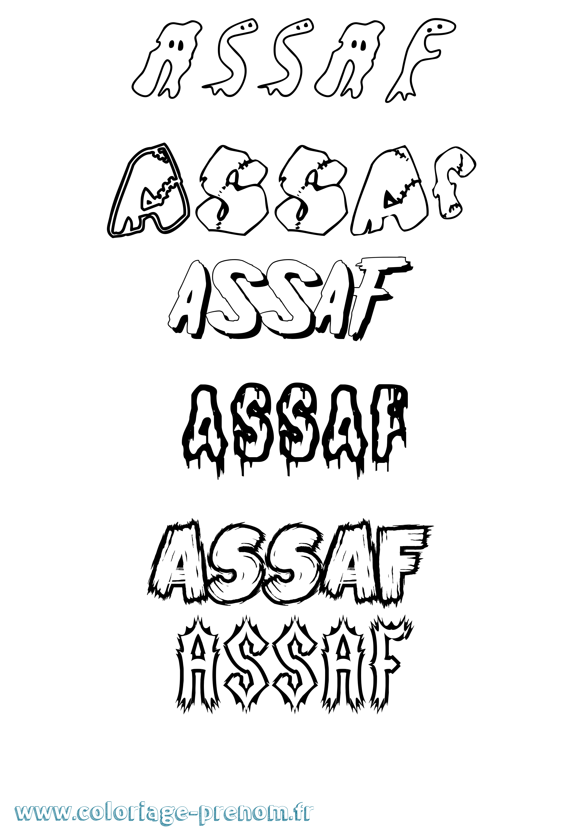 Coloriage Assaf Frisson Coloriage prénom Assaf Frisson